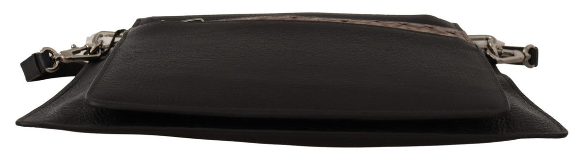 Dolce & Gabbana Black Exotic Leather Shoulder Sling Alta Sartoria Men's Bag