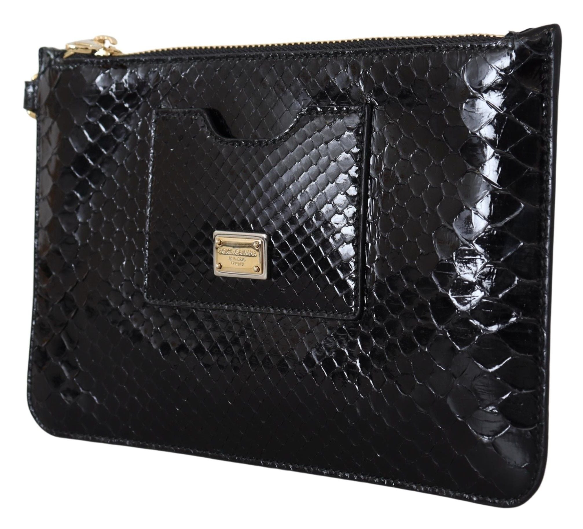 Dolce & Gabbana Exotic Leather Black Wristlet Women's Wallet