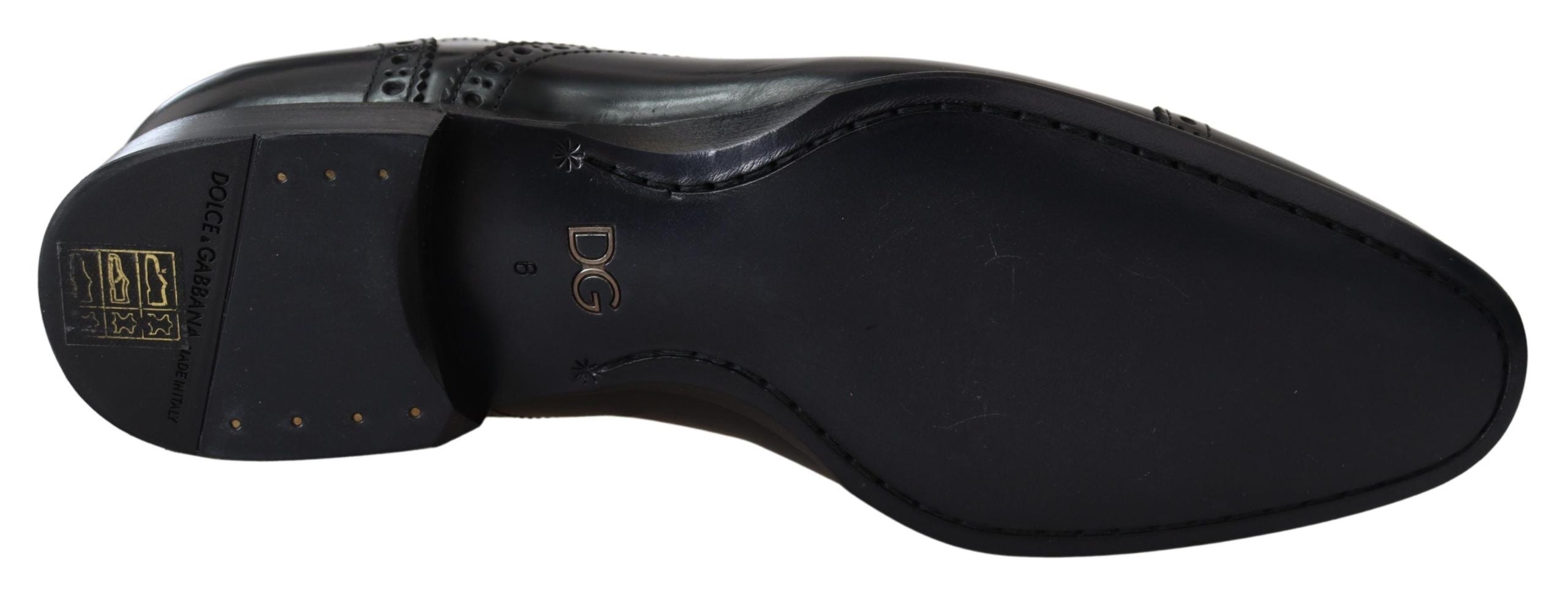 Dolce & Gabbana Black Leather Men Derby Formal Loafers Men's Shoes