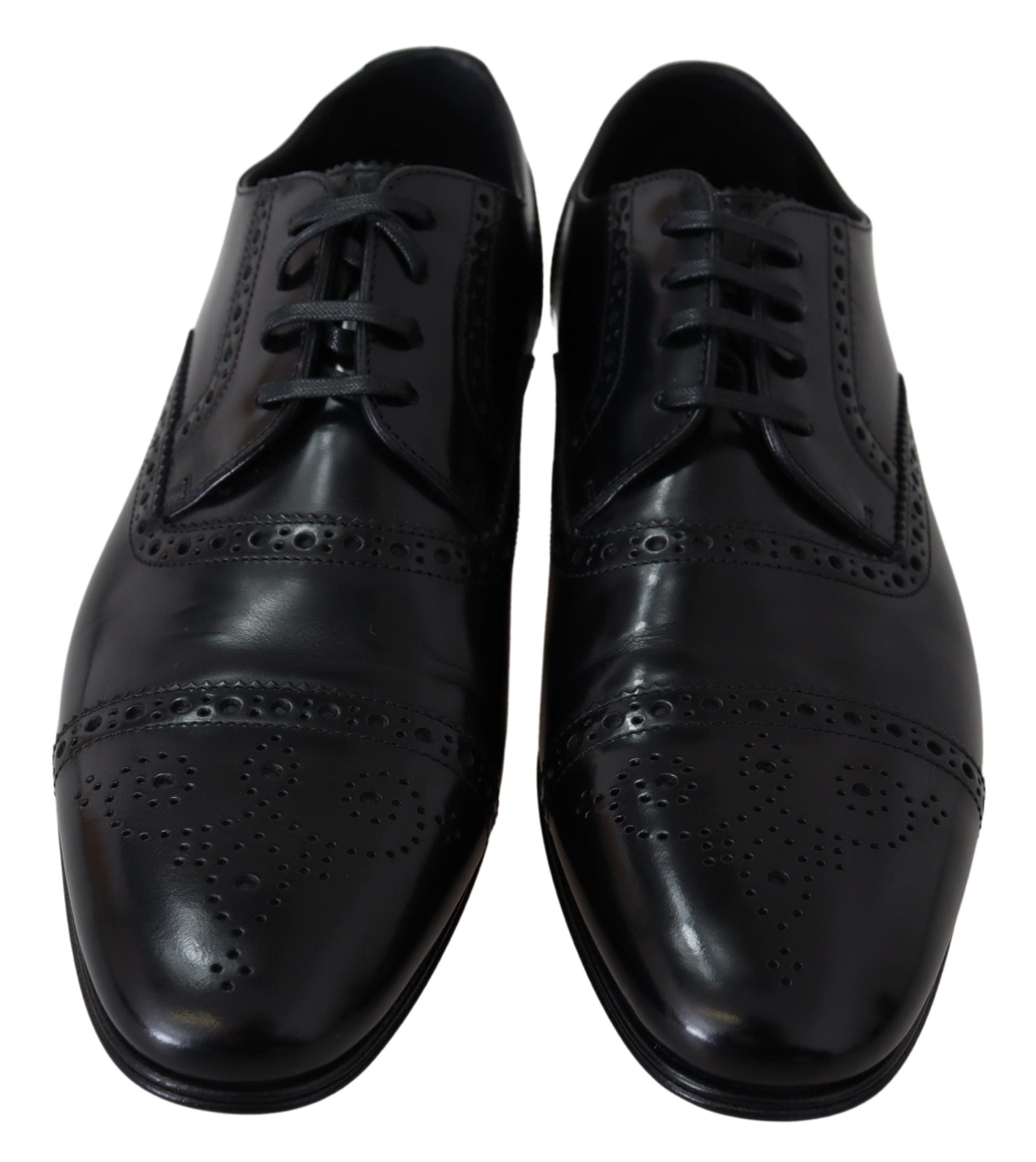 Dolce & Gabbana Black Leather Men Derby Formal Loafers Men's Shoes
