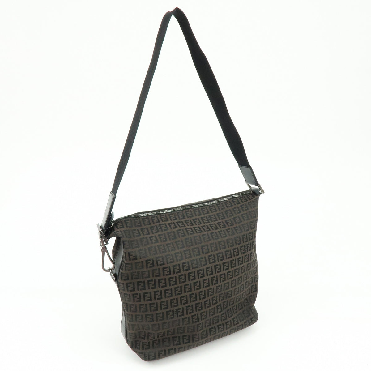Fendi Shoulder Zucchino Canvas Brown Canvas Shoulder Bag Bag (Pre-Owned)
