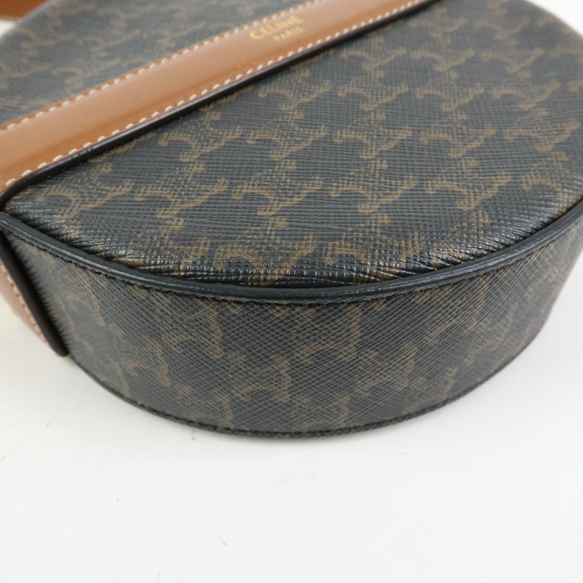 Celine Round Purse On Strap Triomphe Coated Canvas Brown Canvas Crossbody Bag Bag (Pre-Owned)