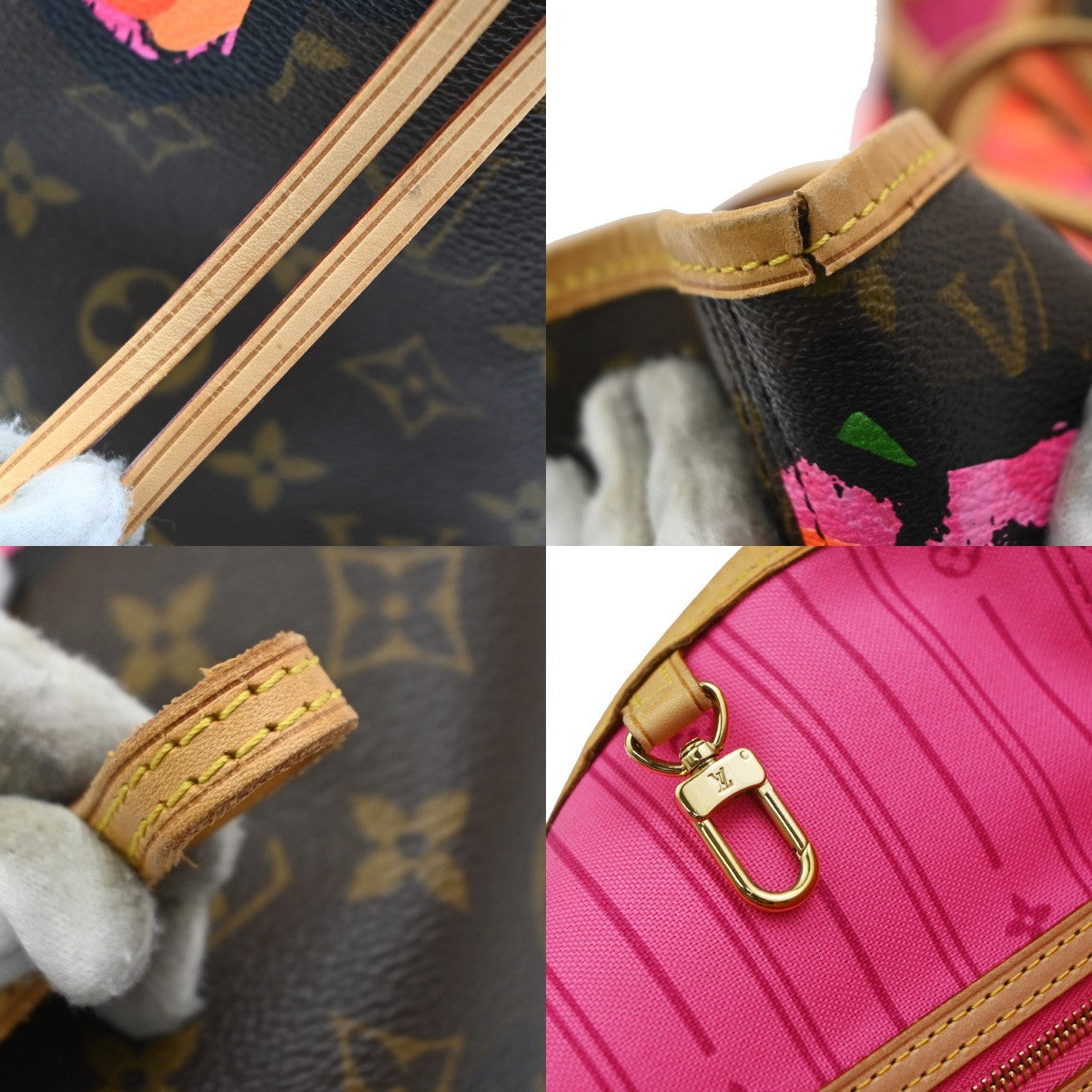 Louis Vuitton Neverfull Limited Edition Monogram Roses Multicolour Canvas Tote Bag Bag (Pre-Owned)