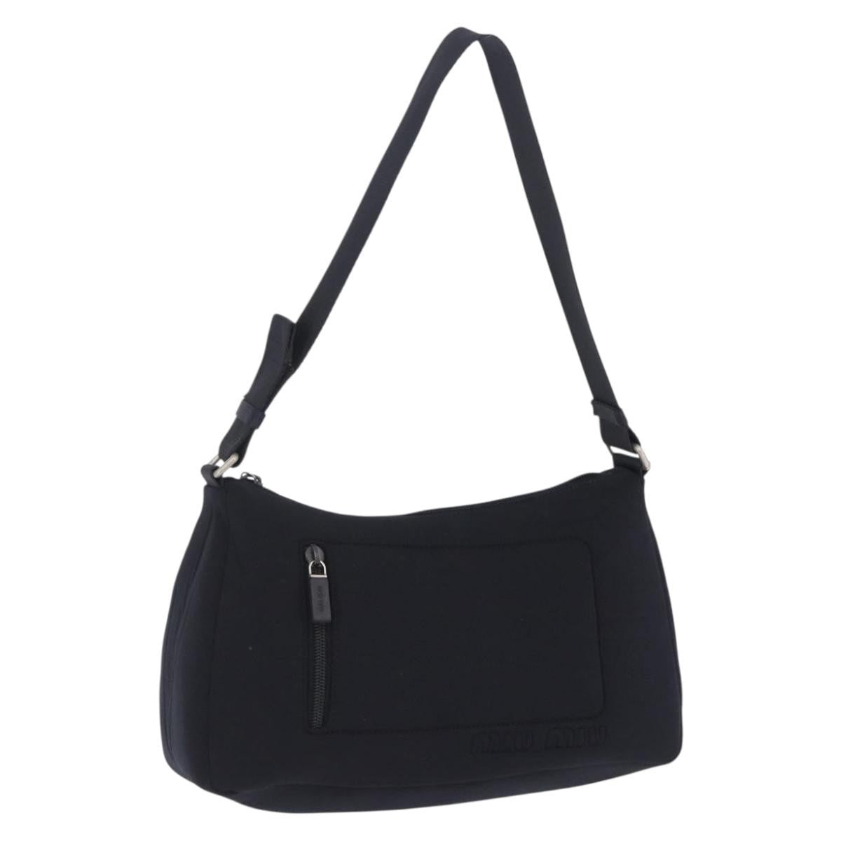 Miu Miu Shoulder Leather Black Nylon Shoulder Bag Bag (Pre-Owned)