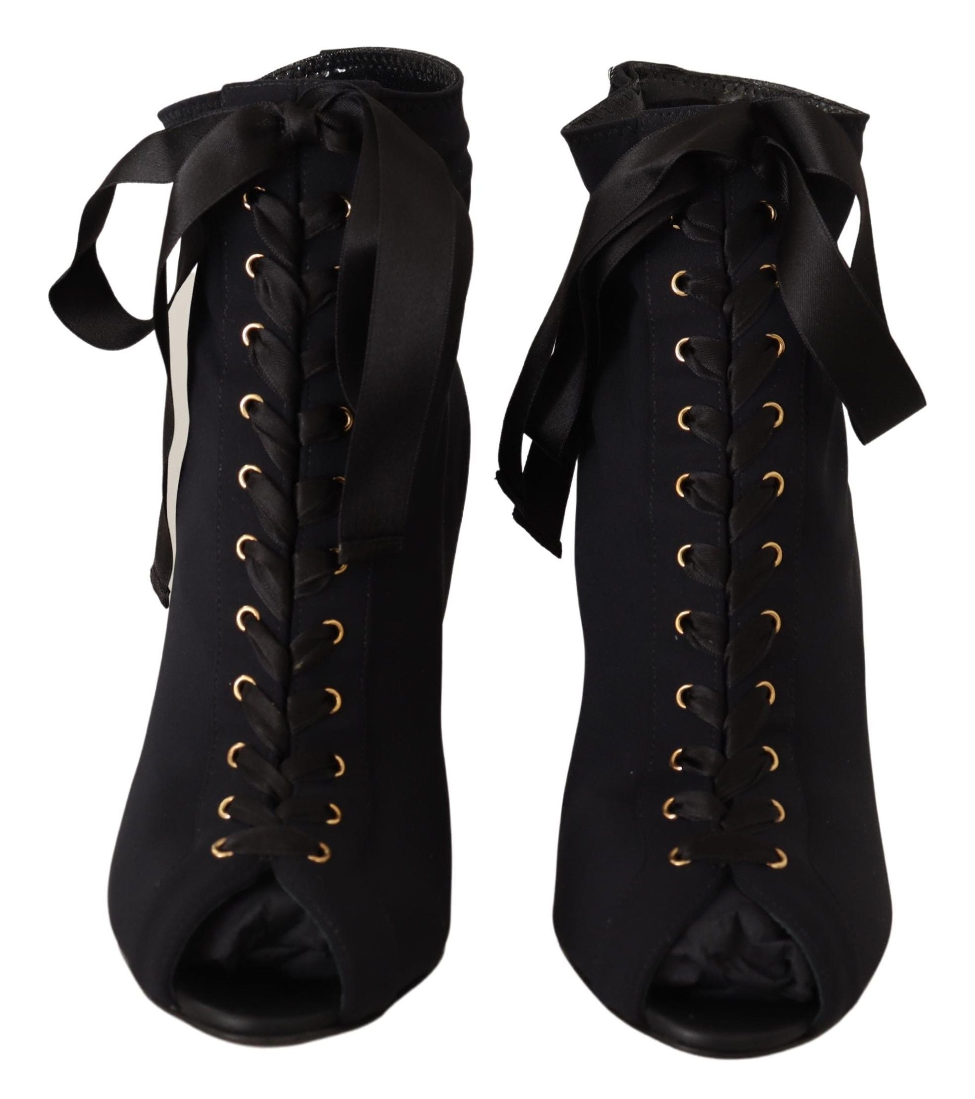 Dolce & Gabbana Black Stretch Short Ankle Boots Women's Shoes