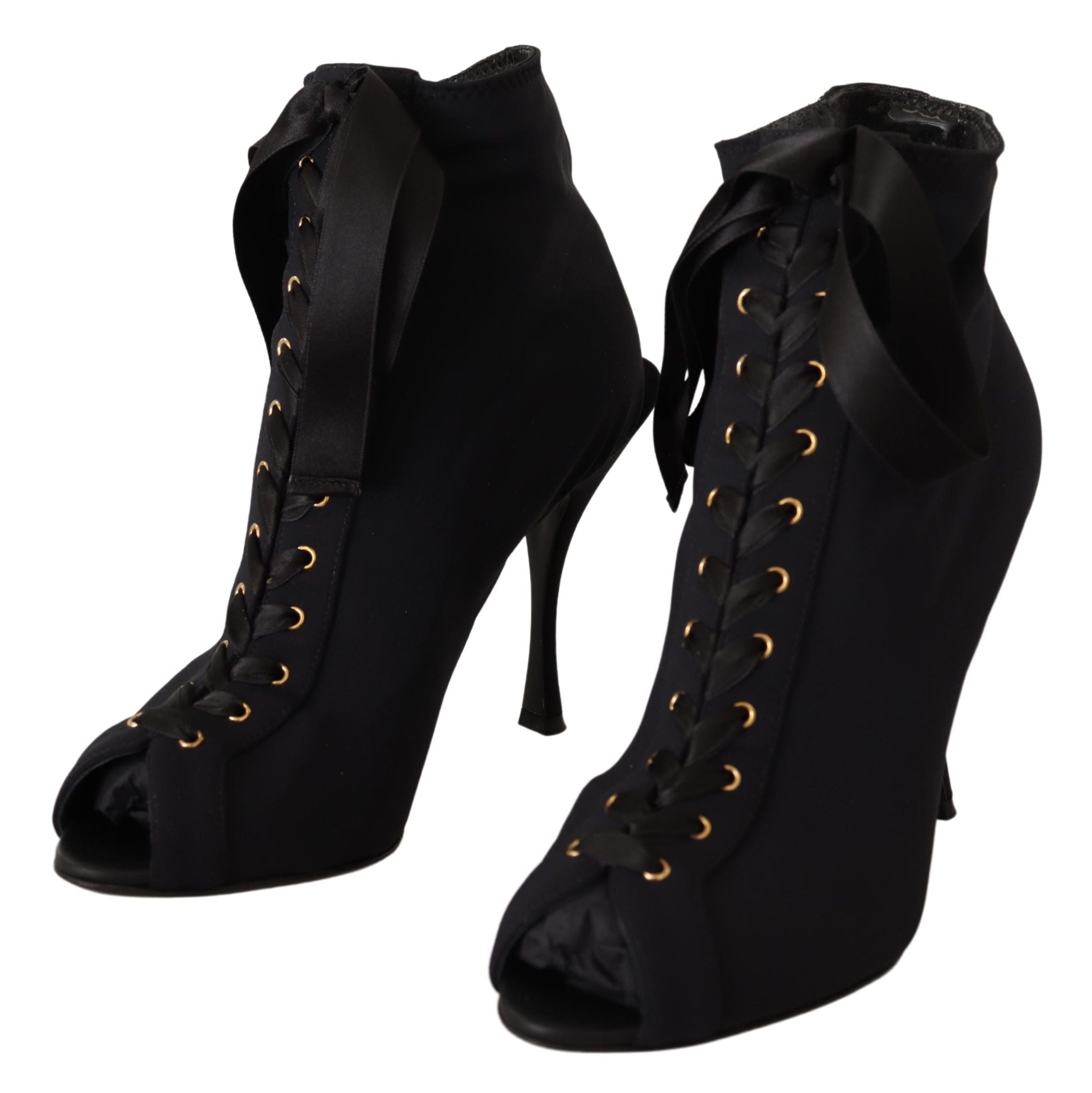 Dolce & Gabbana Black Stretch Short Ankle Boots Women's Shoes