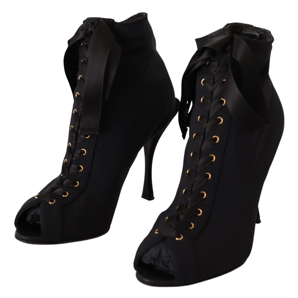 Dolce & Gabbana Black Stretch Short Ankle Boots Women's Shoes
