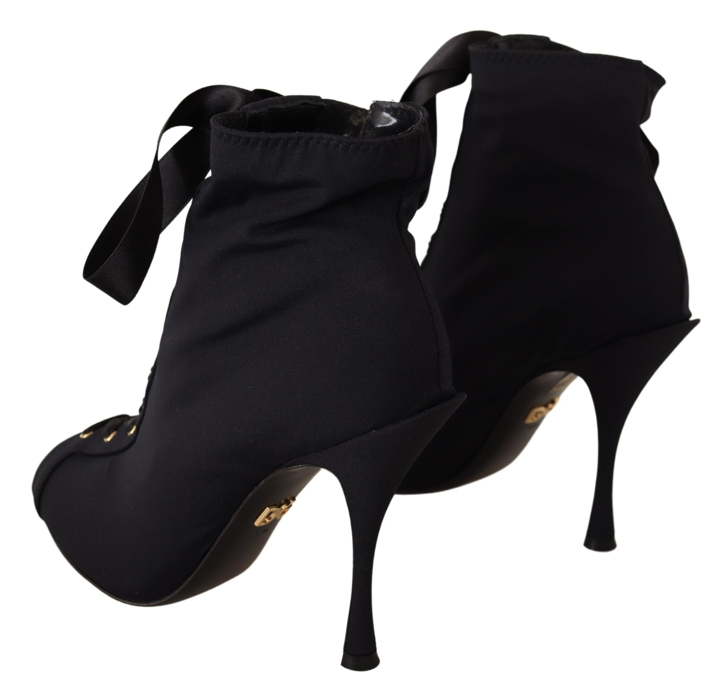 Dolce & Gabbana Black Stretch Short Ankle Boots Women's Shoes