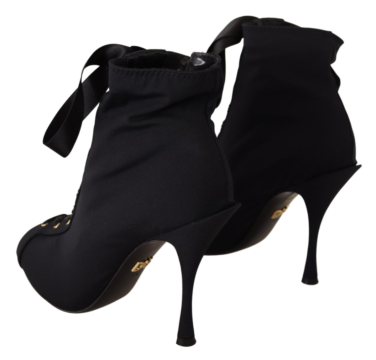 Dolce & Gabbana Black Stretch Short Ankle Boots Women's Shoes