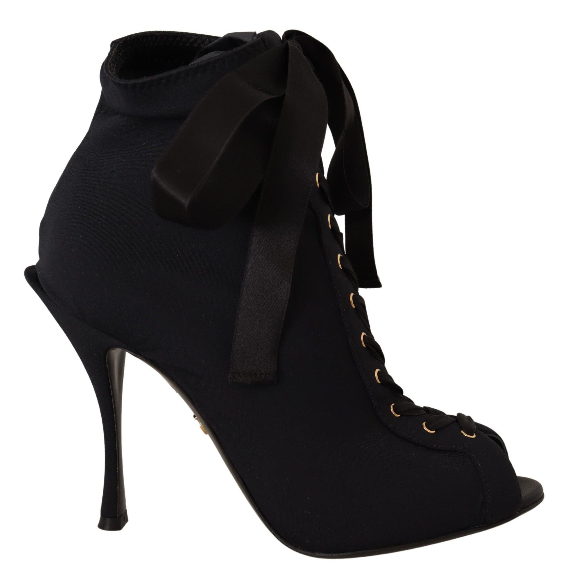 Dolce & Gabbana Black Stretch Short Ankle Boots Women's Shoes
