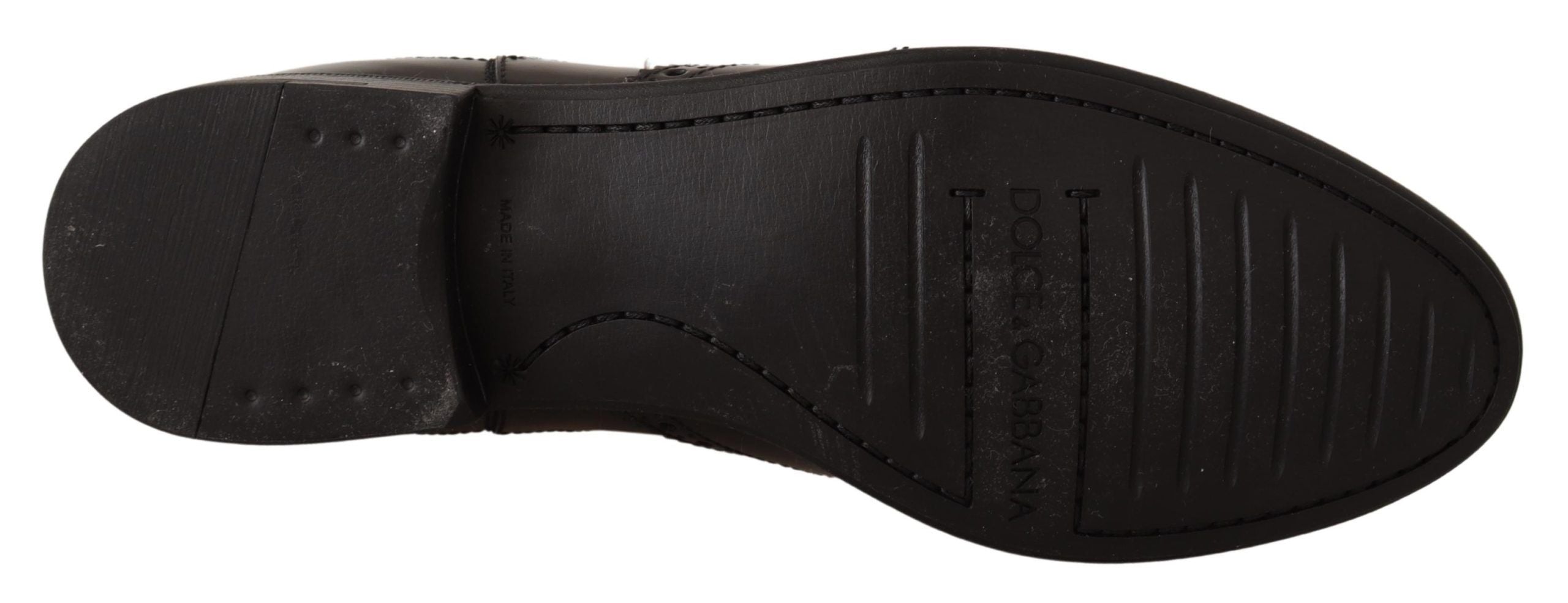 Dolce & Gabbana Black Leather Ankle High Flat Boots Women's Shoes