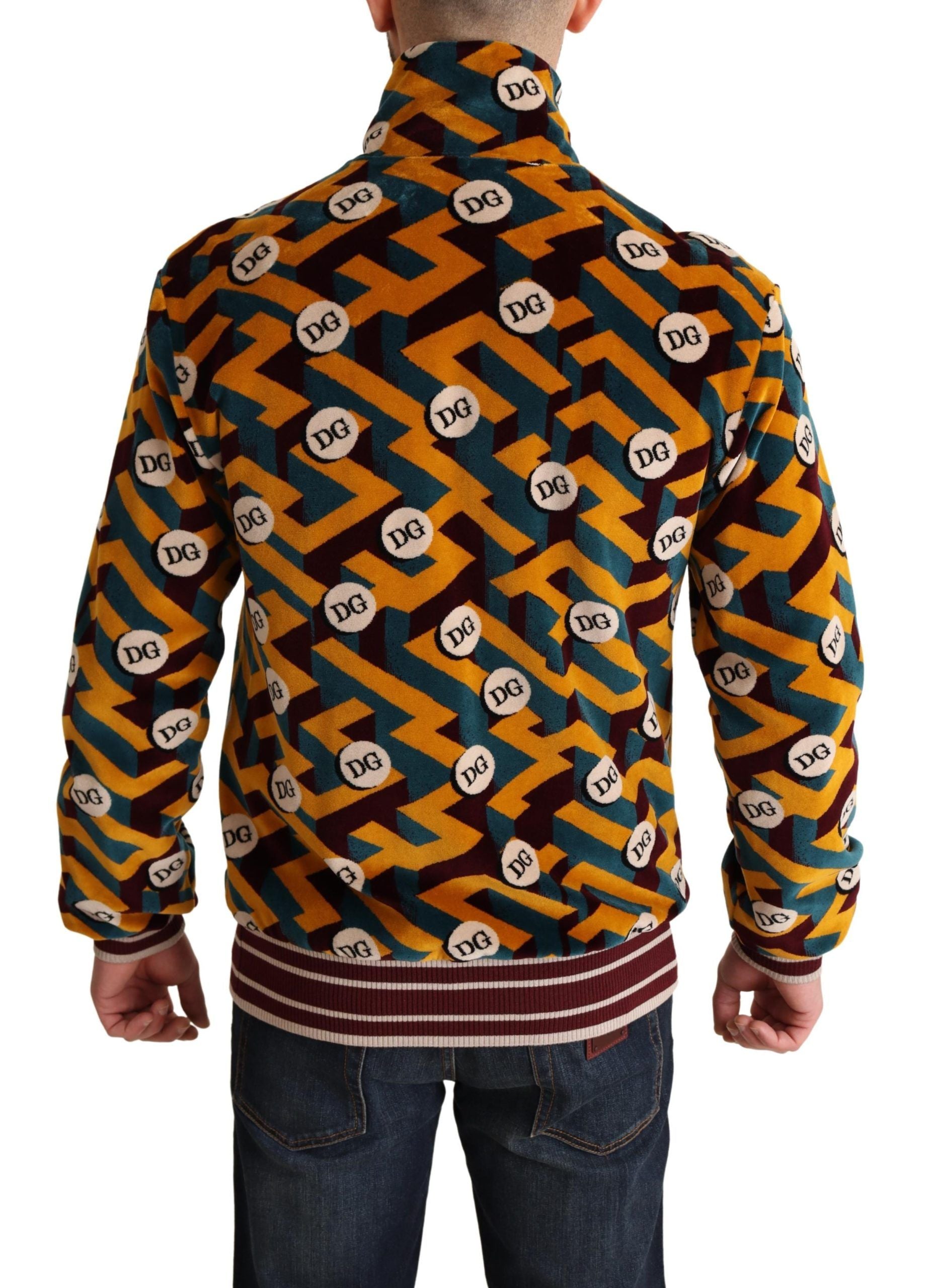 Dolce & Gabbana Multicolor Velvet DG Logo Mens Sweater Men's Jacket