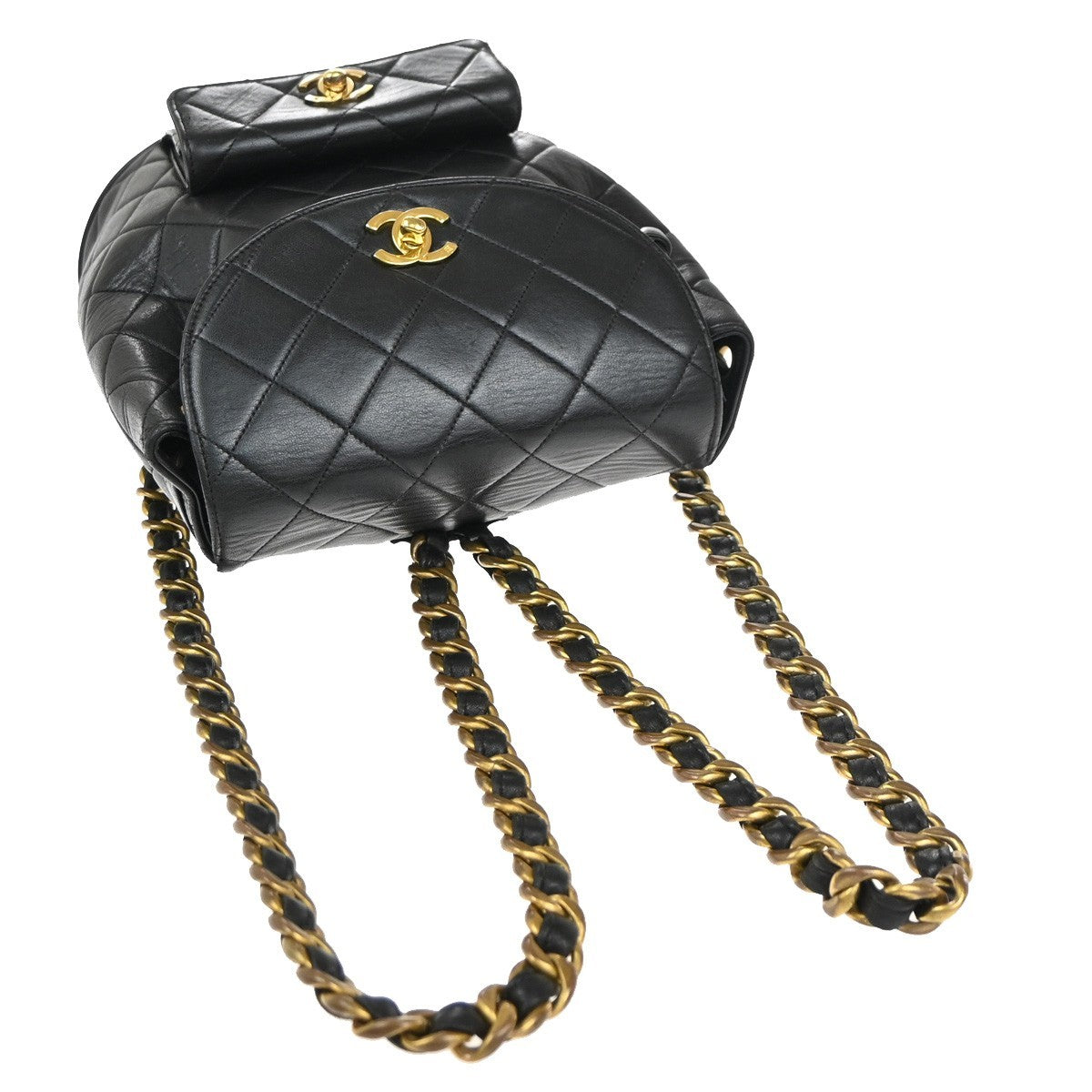 Chanel Duma Drawstring Quilted Leather Black Leather Backpack Bag (Pre-Owned)