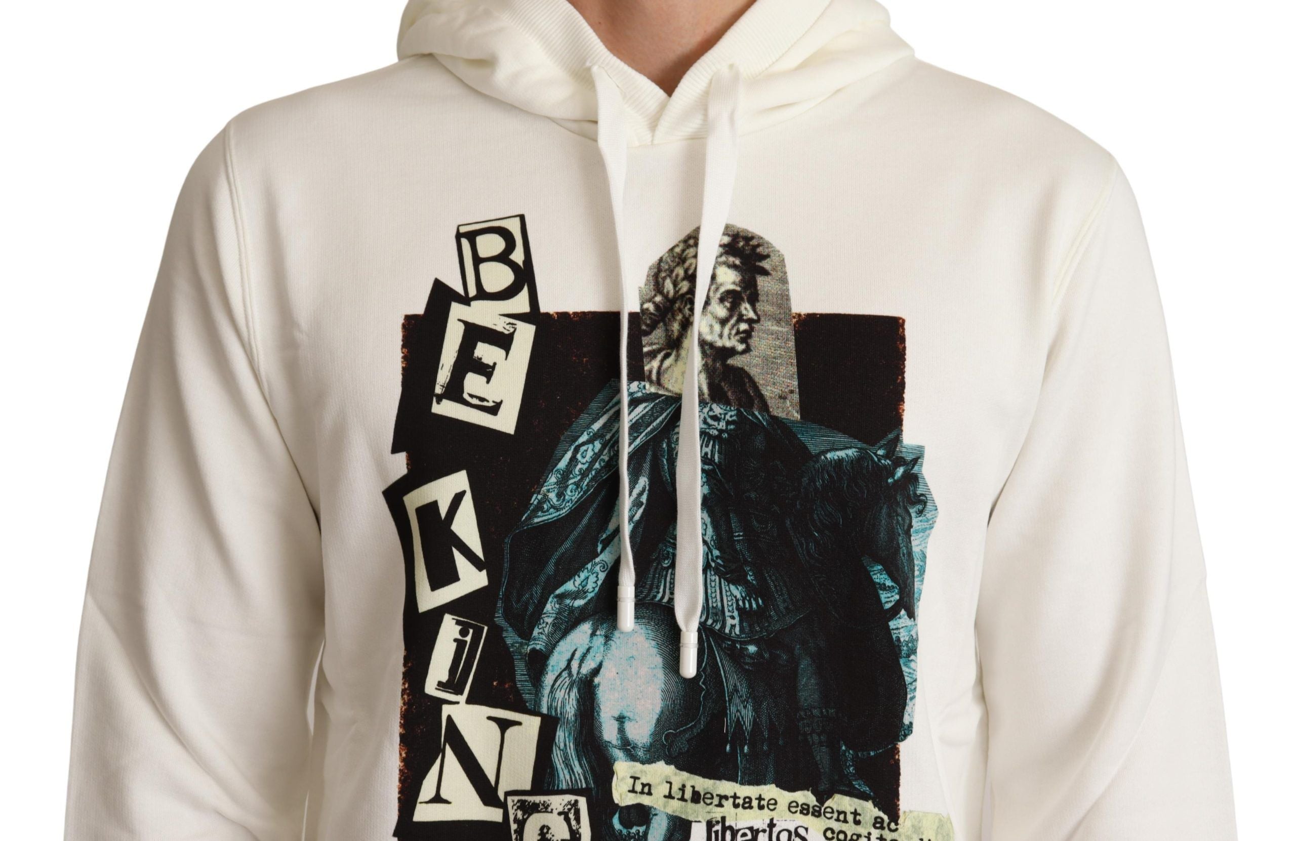 Dolce & Gabbana White King Ceasar Cotton Hooded Men's Sweater