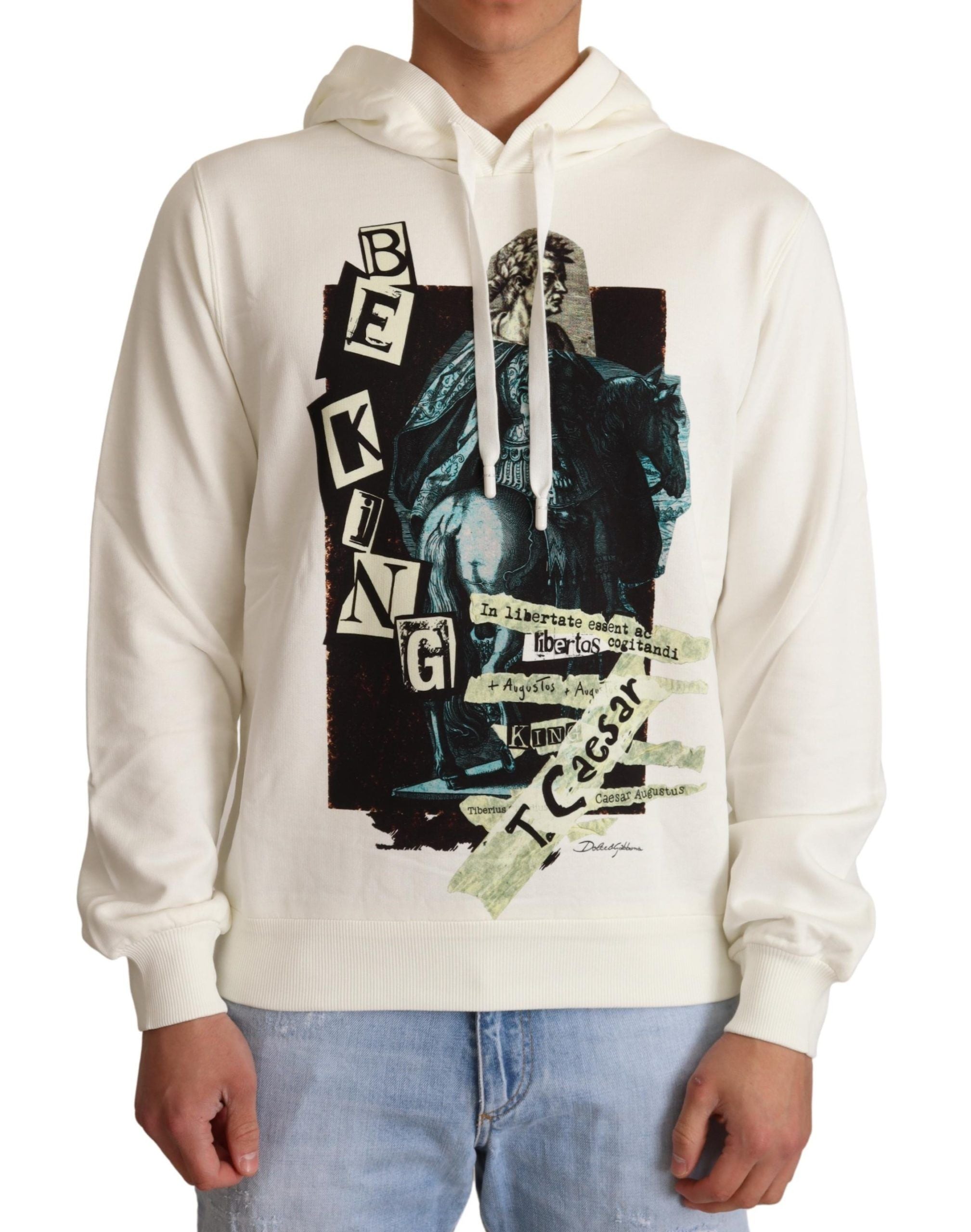 Dolce & Gabbana Regal King Motif Hooded Pullover Men's Sweater