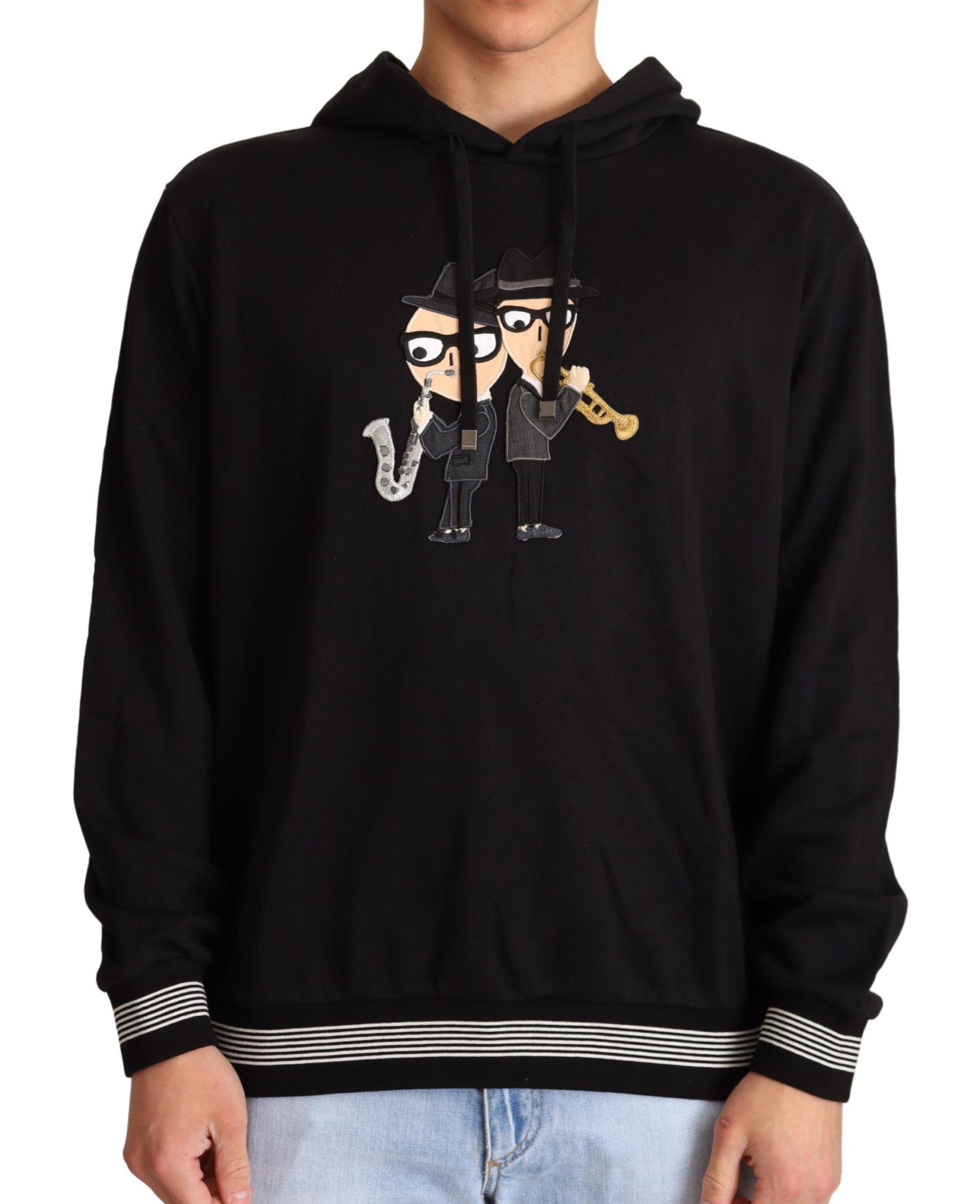 Dolce & Gabbana Elegant Embroidered Black Cotton Men's Sweater