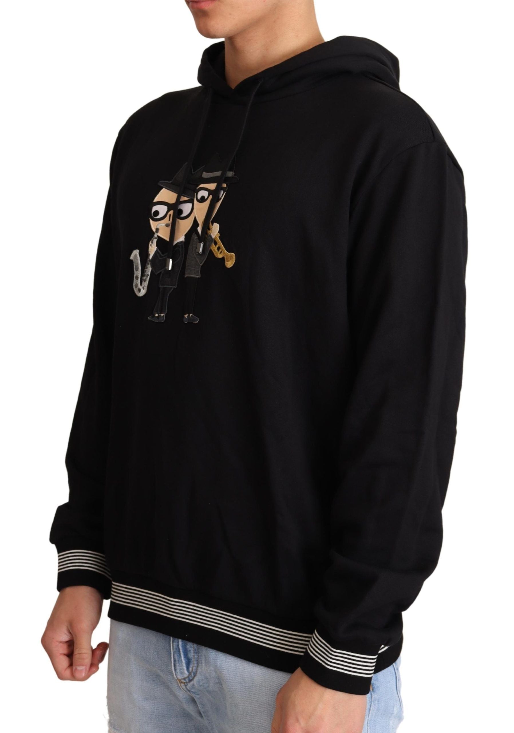 Dolce & Gabbana Elegant Embroidered Black Cotton Men's Sweater
