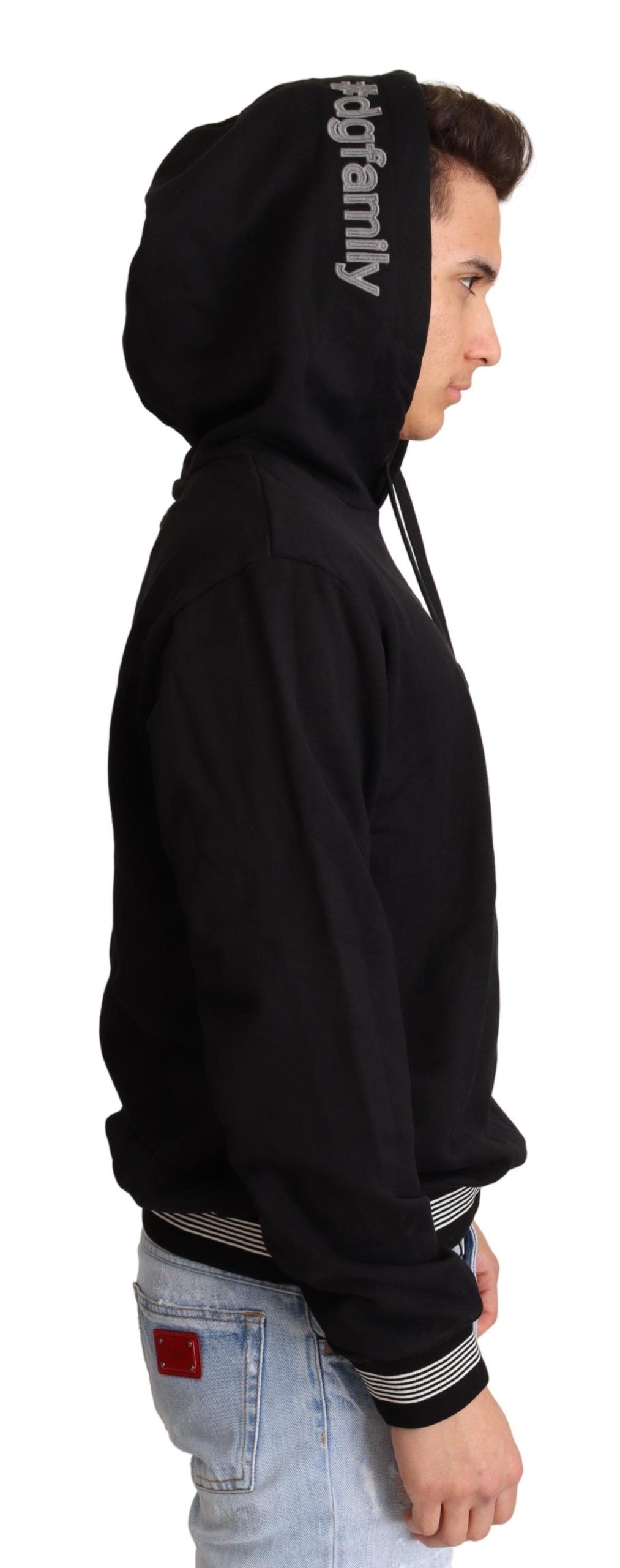 Dolce & Gabbana Elegant Embroidered Black Cotton Men's Sweater