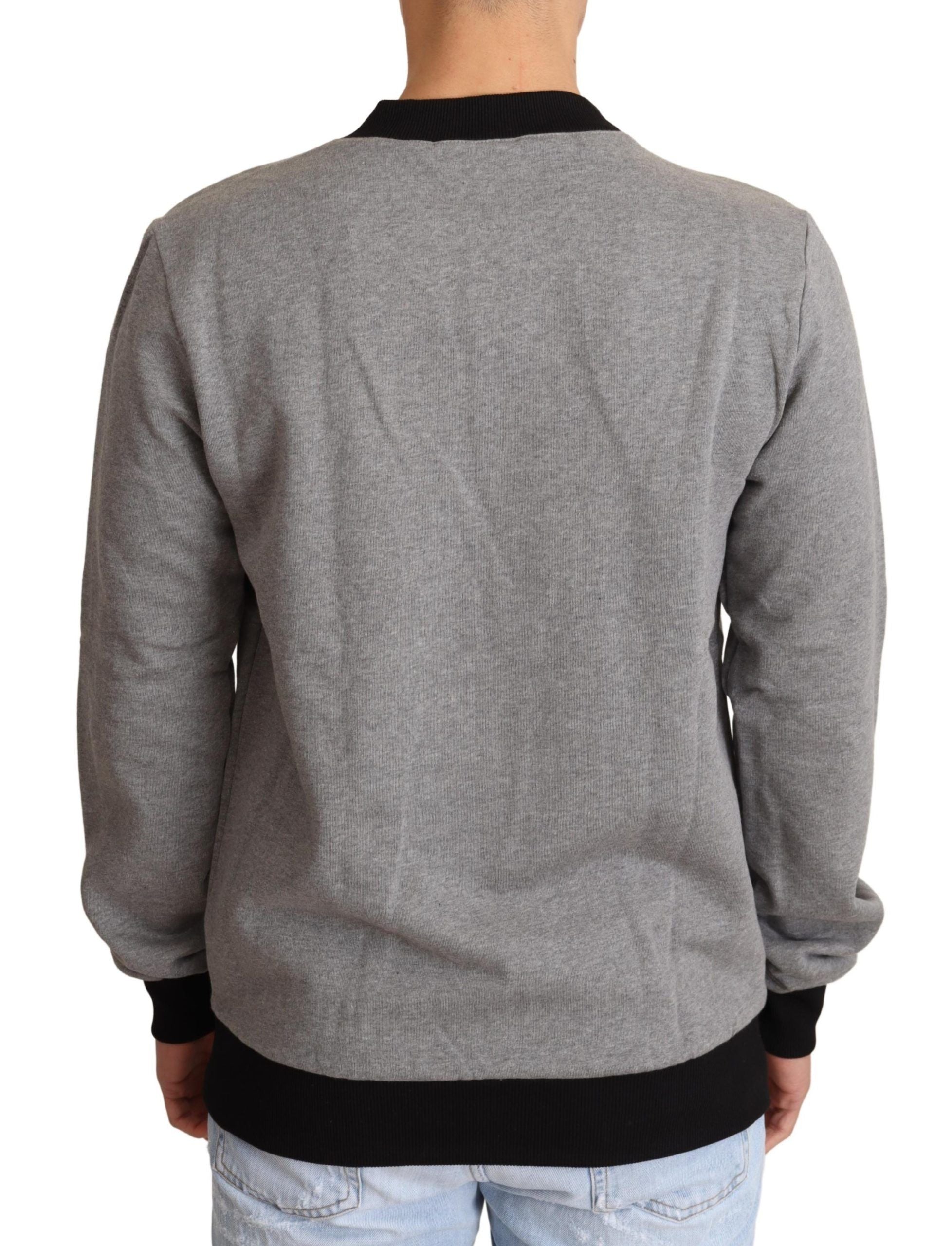 Dolce & Gabbana Elegant Gray Crown Motif Crewneck Men's Sweater