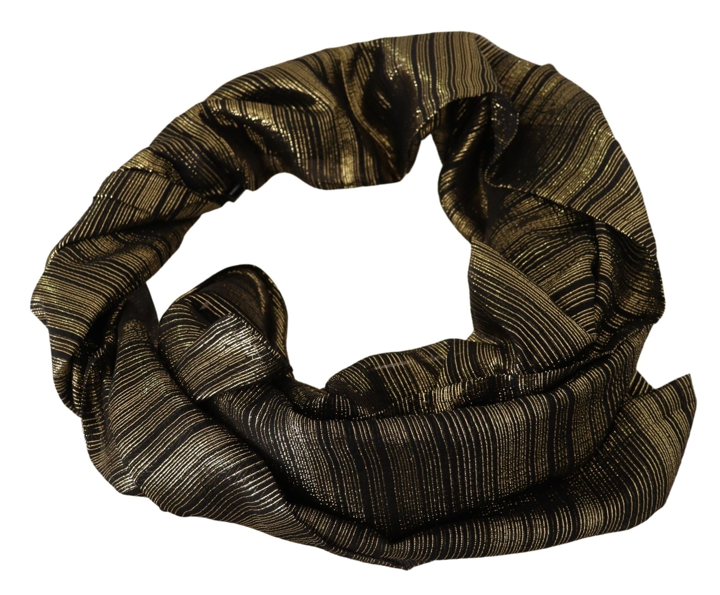 Dolce & Gabbana Metallic Gold Silk Stretch Shawl Wrap Women's Scarf