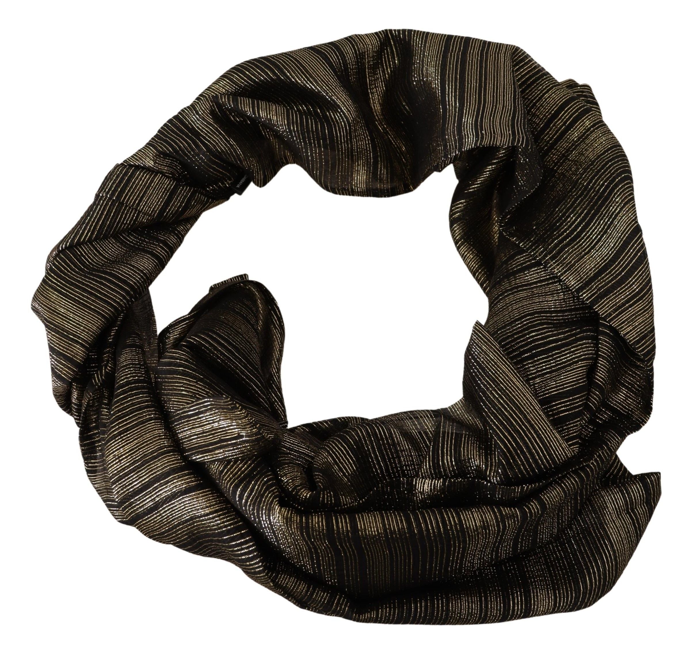 Dolce & Gabbana Metallic Gold Silk Stretch Shawl Wrap Women's Scarf