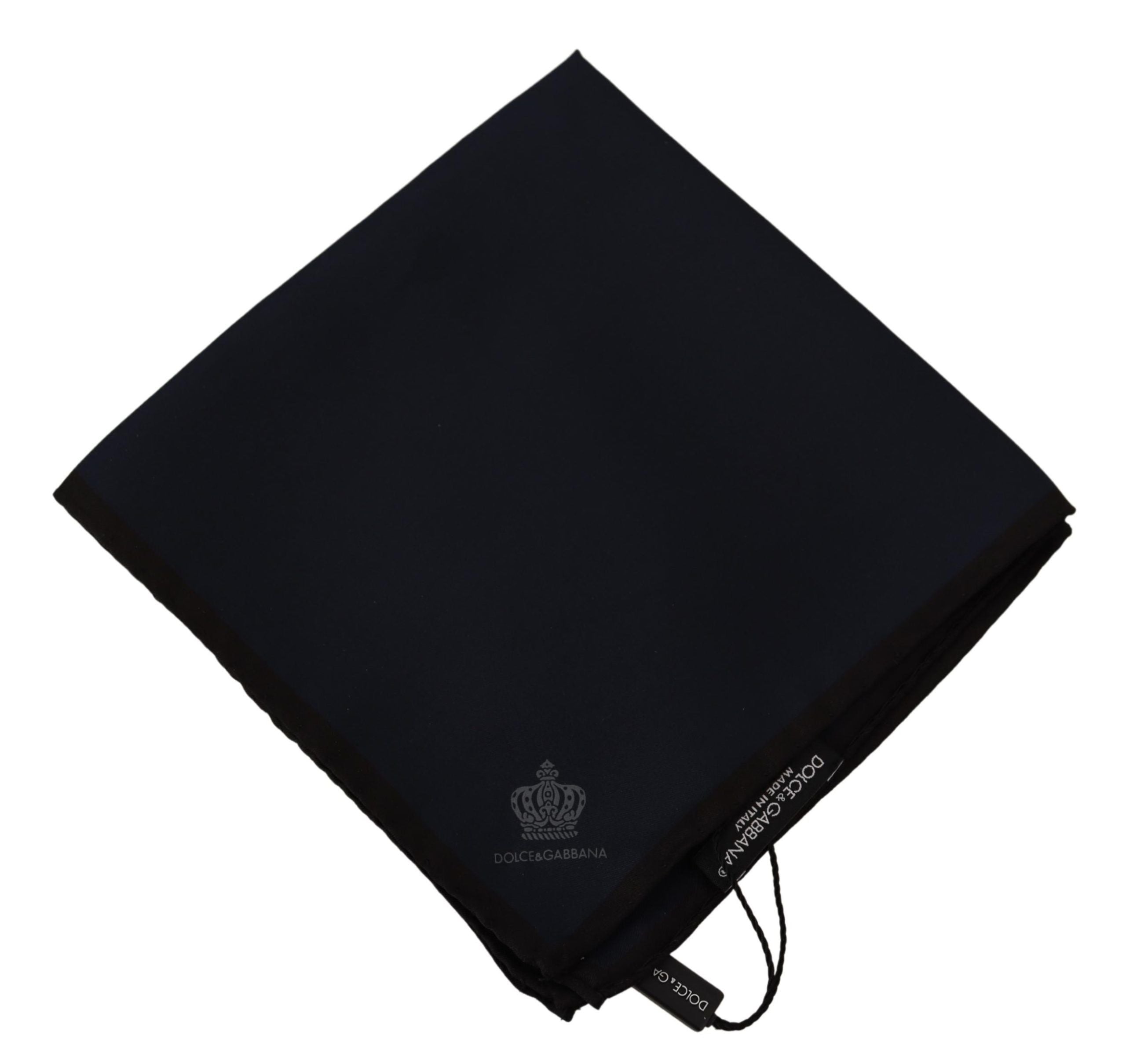 Dolce & Gabbana Black Square Handkerchief 100% Silk Men's Scarf