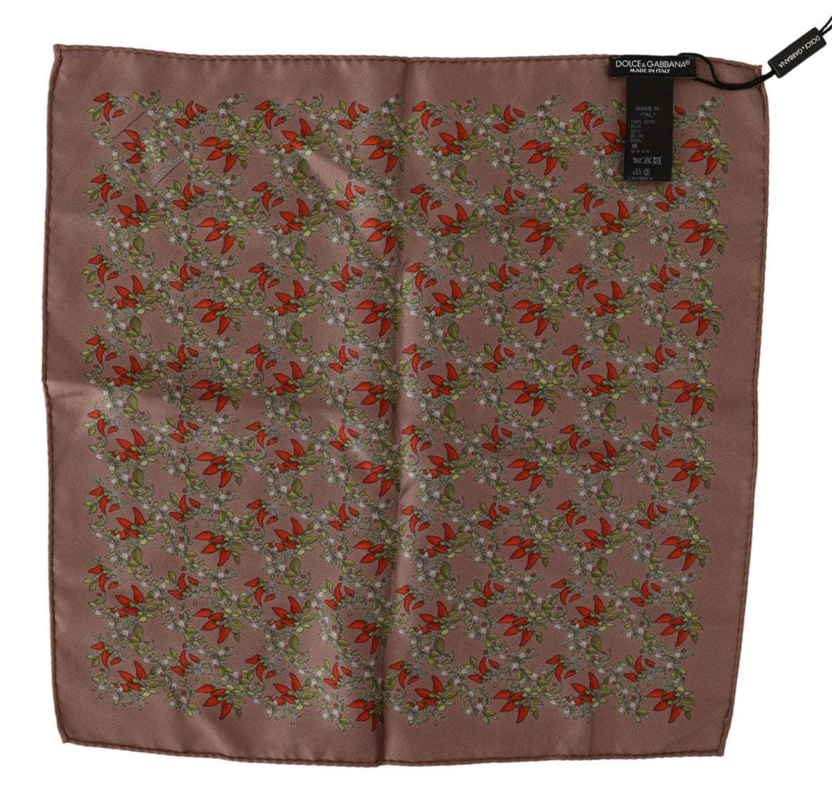 Dolce & Gabbana Brown Carrots Print Silk Men's Handkerchief