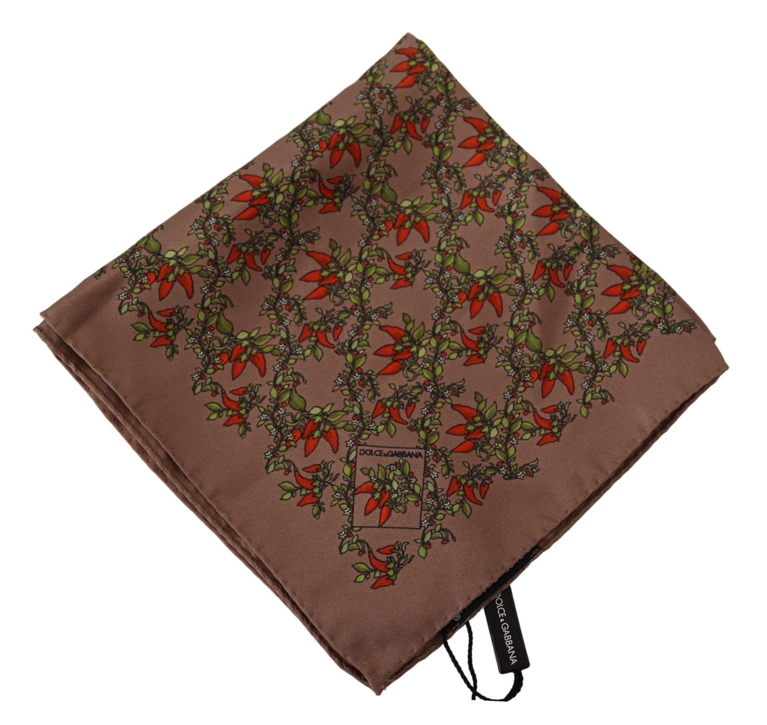 Dolce & Gabbana Brown Carrots Print Silk Men's Handkerchief