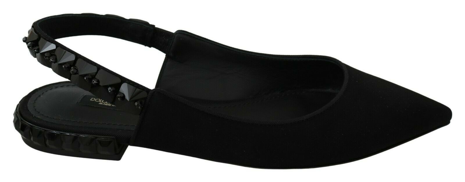 Dolce & Gabbana Black Flats Slingback Charmeuse Women's Shoes