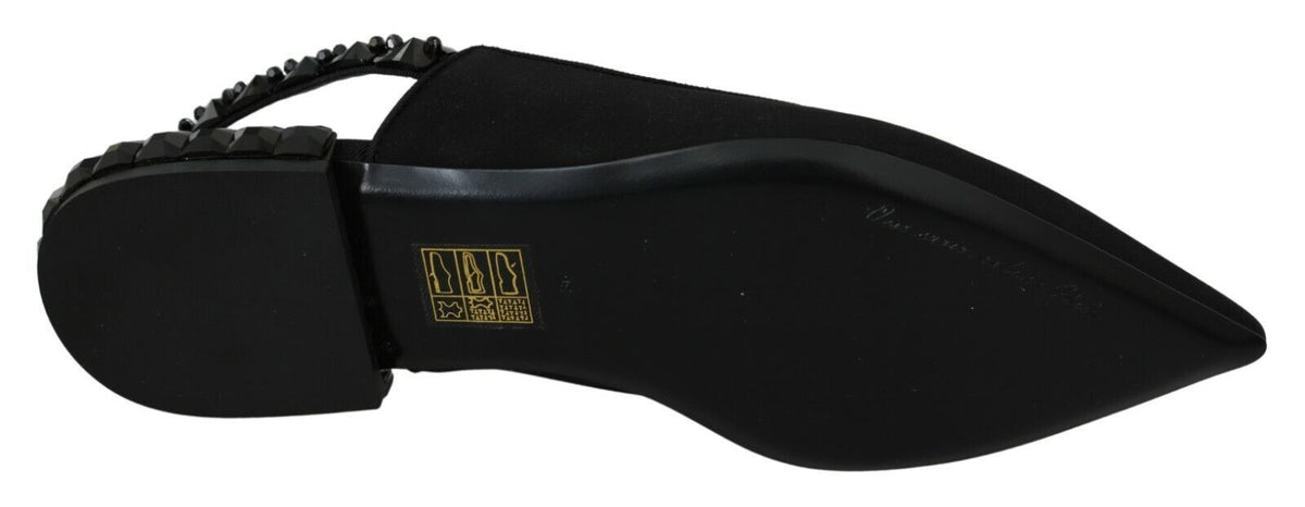 Dolce & Gabbana Black Flats Slingback Charmeuse Women's Shoes