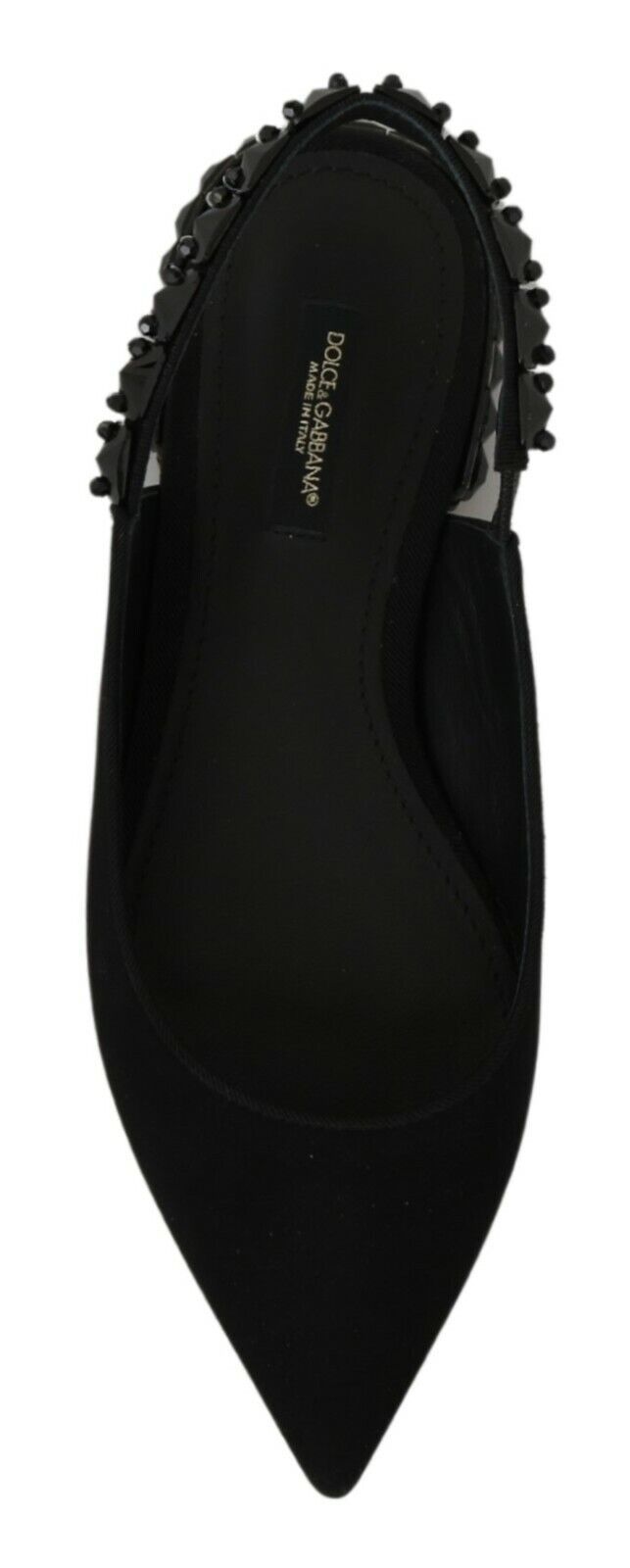 Dolce & Gabbana Black Flats Slingback Charmeuse Women's Shoes