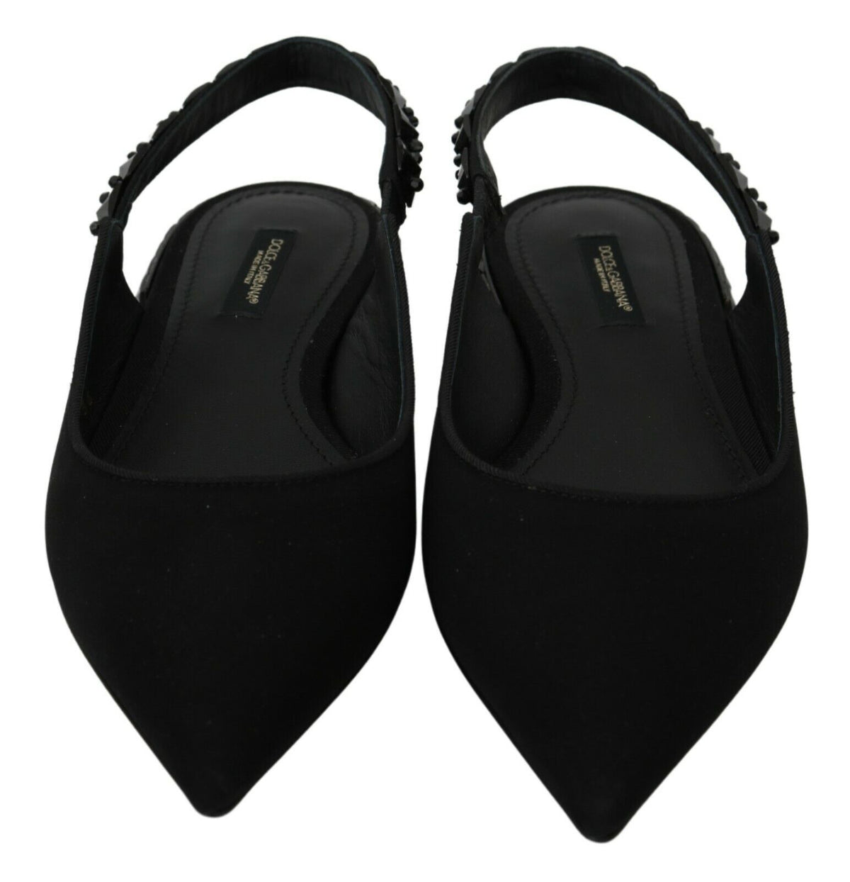 Dolce & Gabbana Black Flats Slingback Charmeuse Women's Shoes