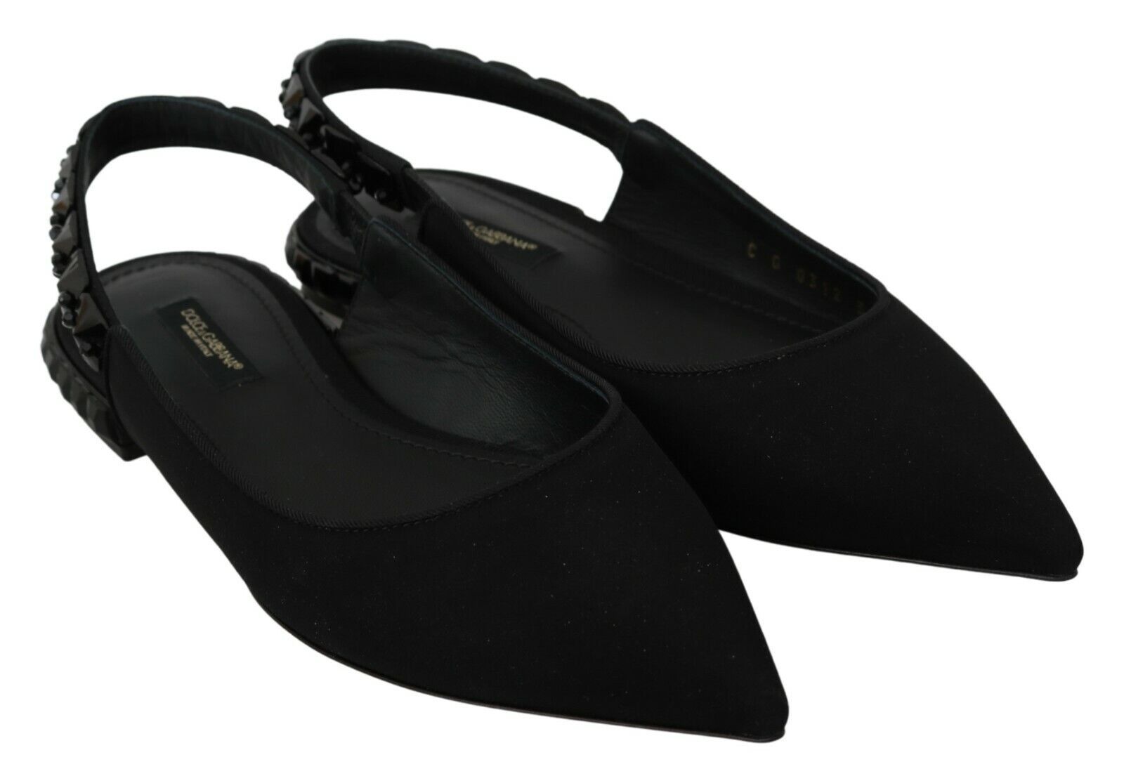 Dolce & Gabbana Black Flats Slingback Charmeuse Women's Shoes