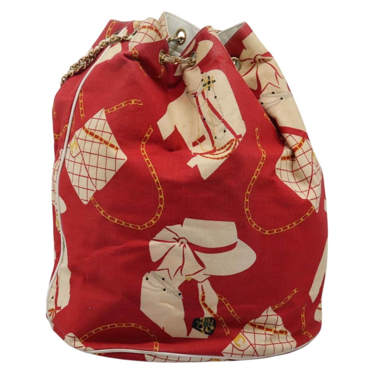 Chanel Coco Mark Red Canvas Shoulder Bag (Pre-Owned)