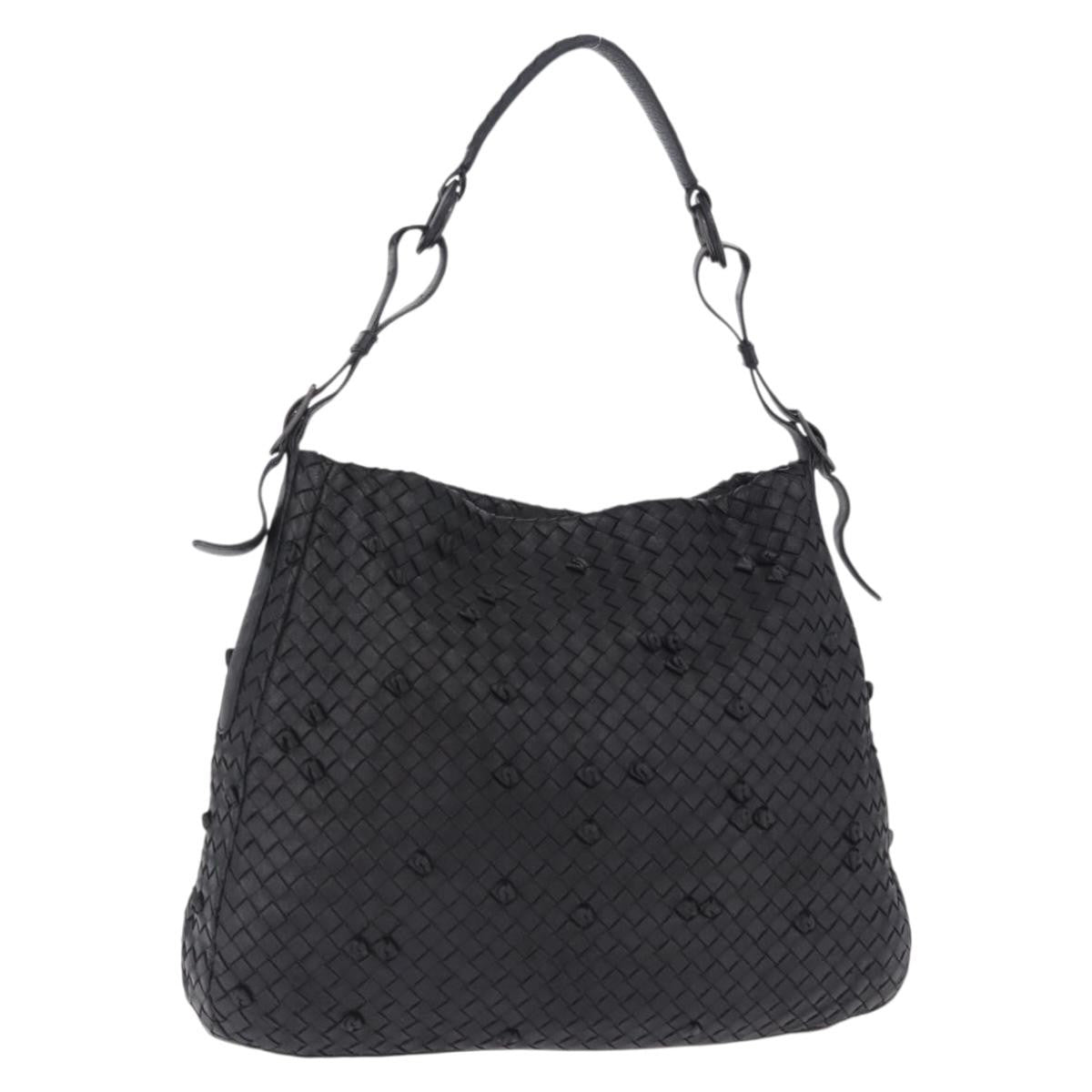 Bottega Veneta Naruto Knot Intrecciato Nappa Black Leather Shoulder Bag Bag (Pre-Owned)