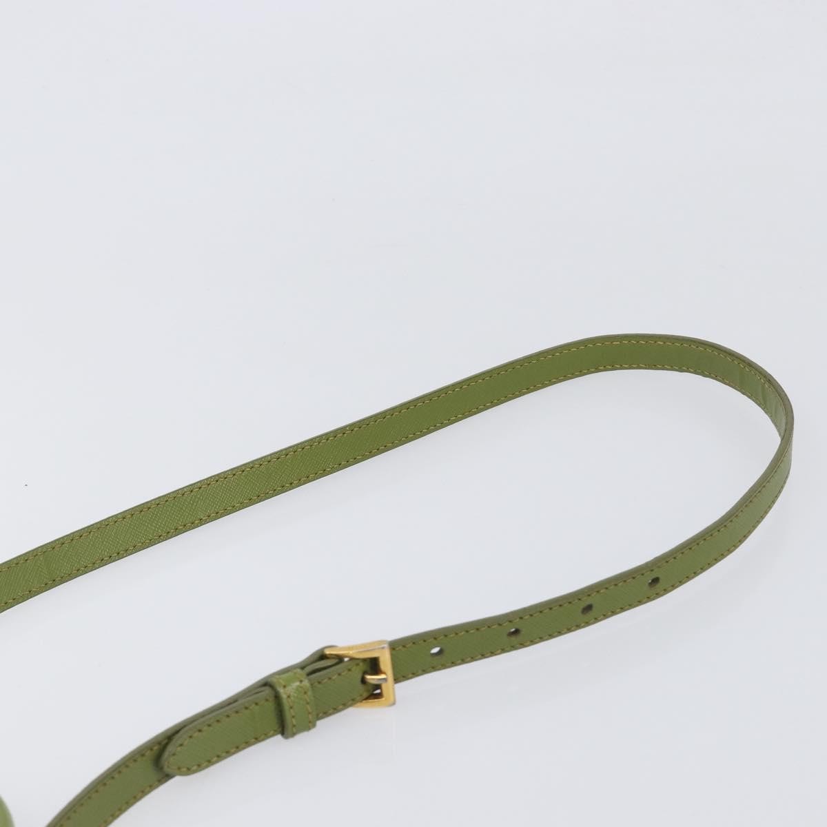 Prada Galleria Strap Leather Green Leather Handbag (Pre-Owned)