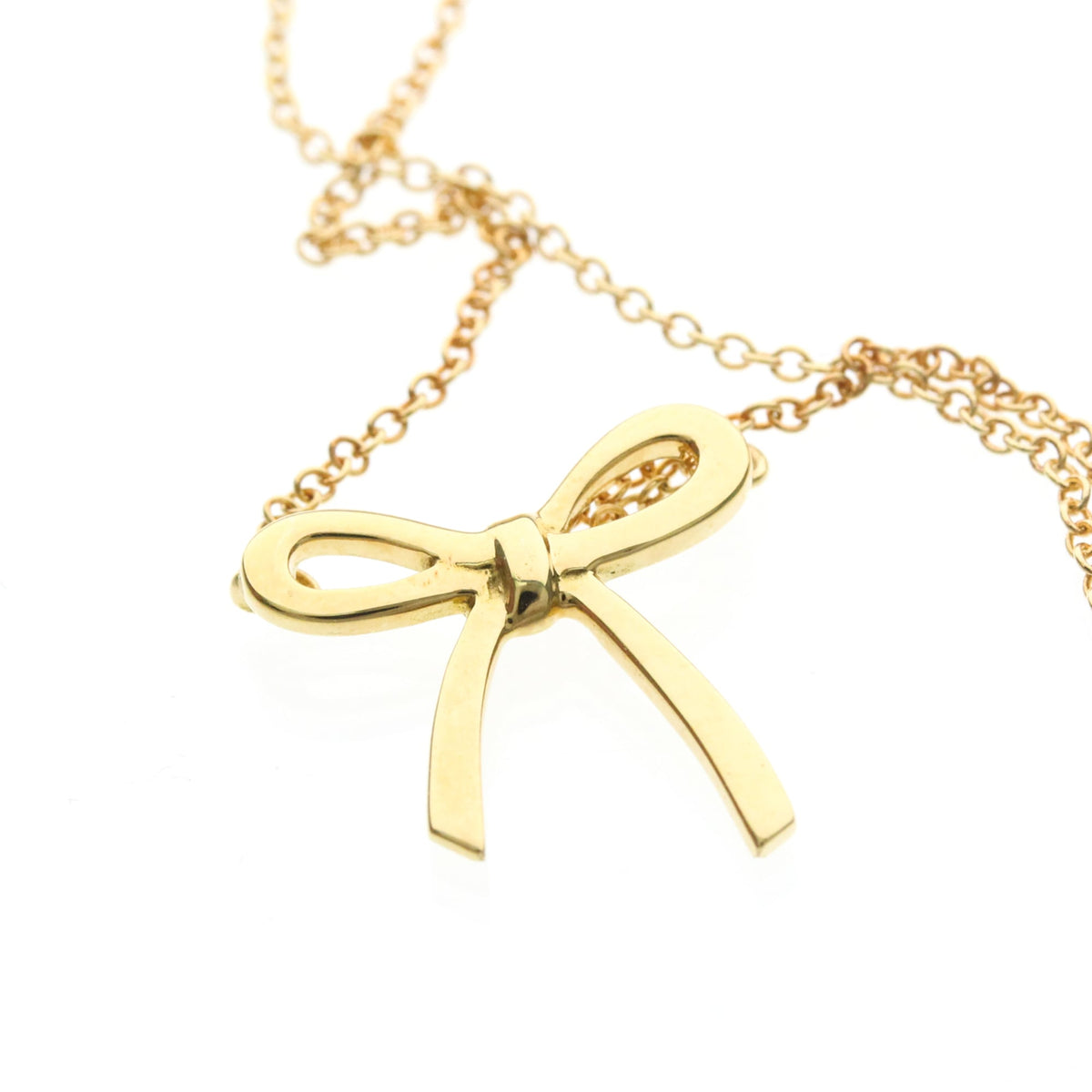Tiffany & Co. Bow Pendant 18K Yellow Gold Gold Yellow_Gold Necklace Jewelry (Pre-Owned)