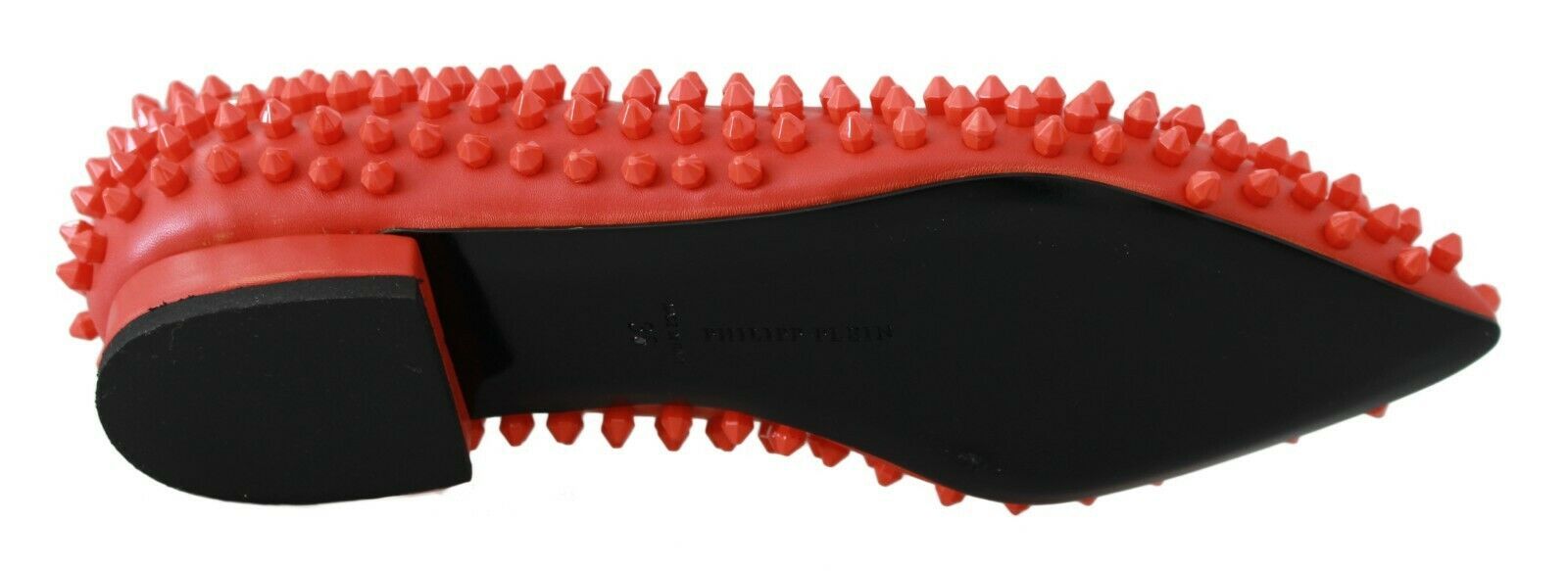 Philipp Plein Orange Leather Ballerina WHAT I DO Flats Women's Shoes
