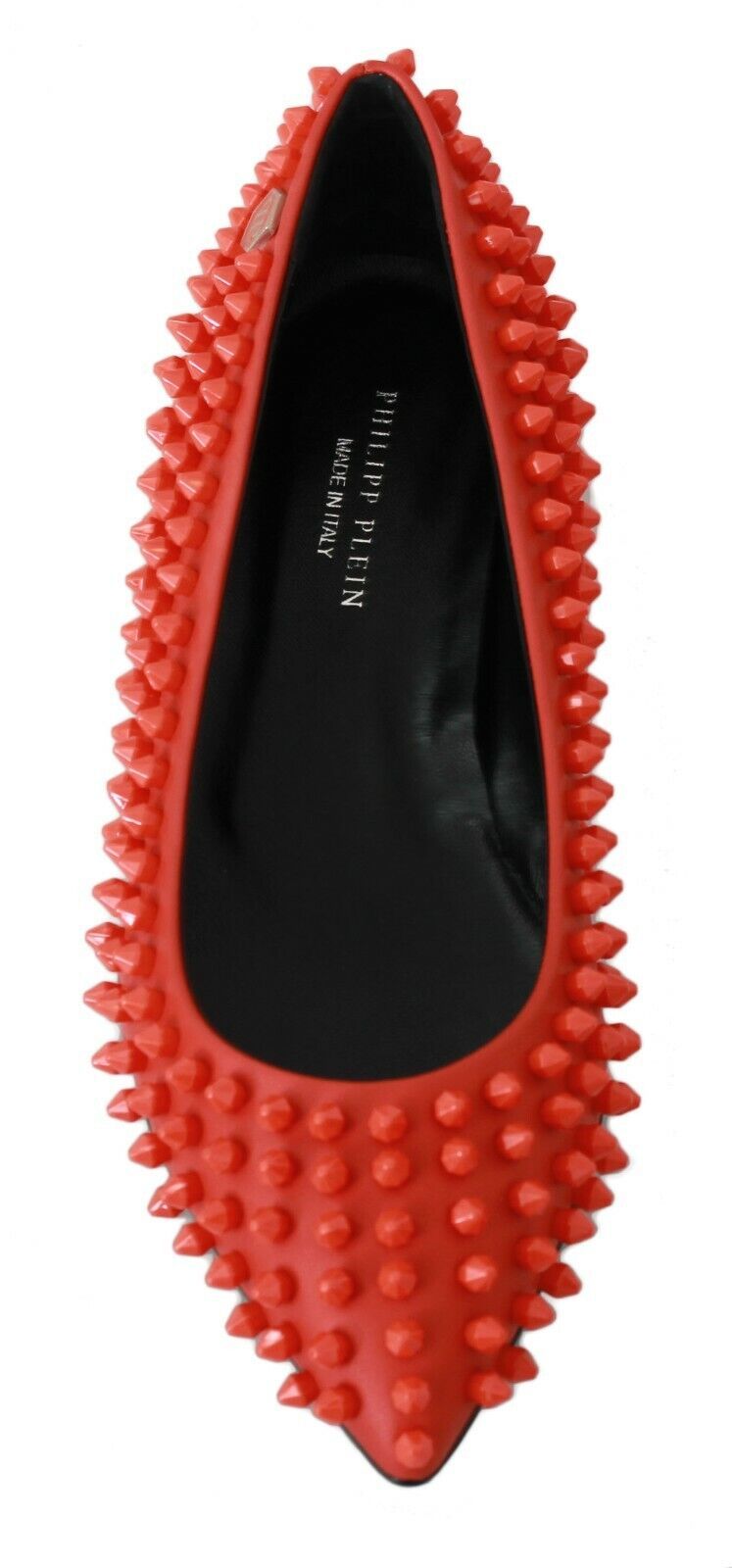 Philipp Plein Orange Leather Ballerina WHAT I DO Flats Women's Shoes