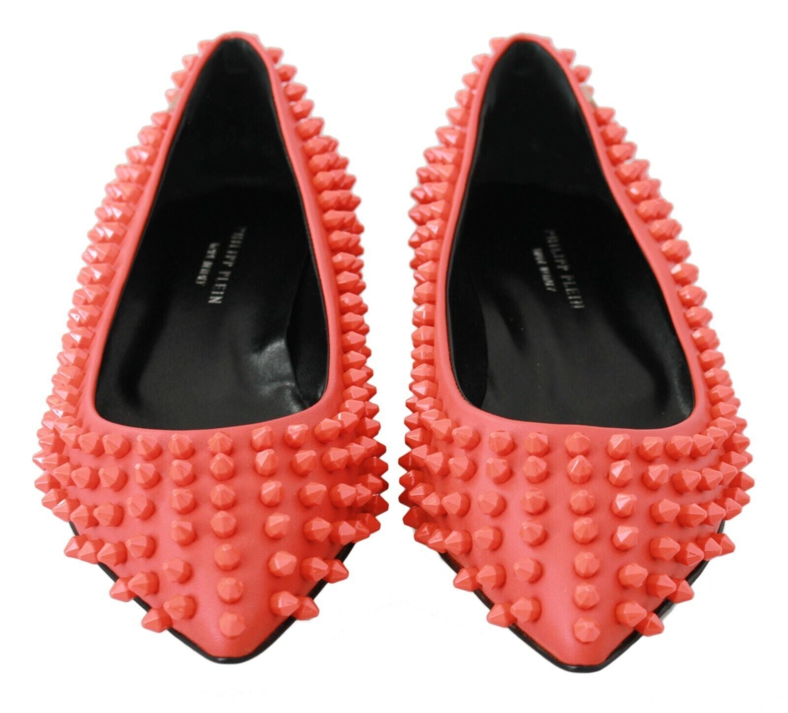 Philipp Plein Orange Leather Ballerina WHAT I DO Flats Women's Shoes