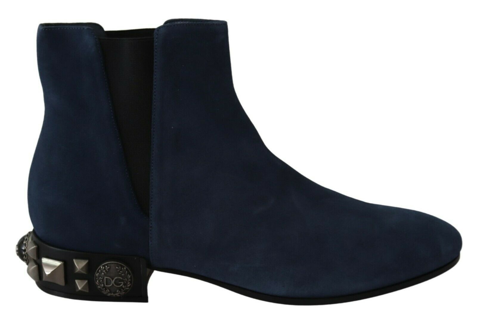 Dolce & Gabbana Blue Suede Embellished Studded Boots Women's Shoes