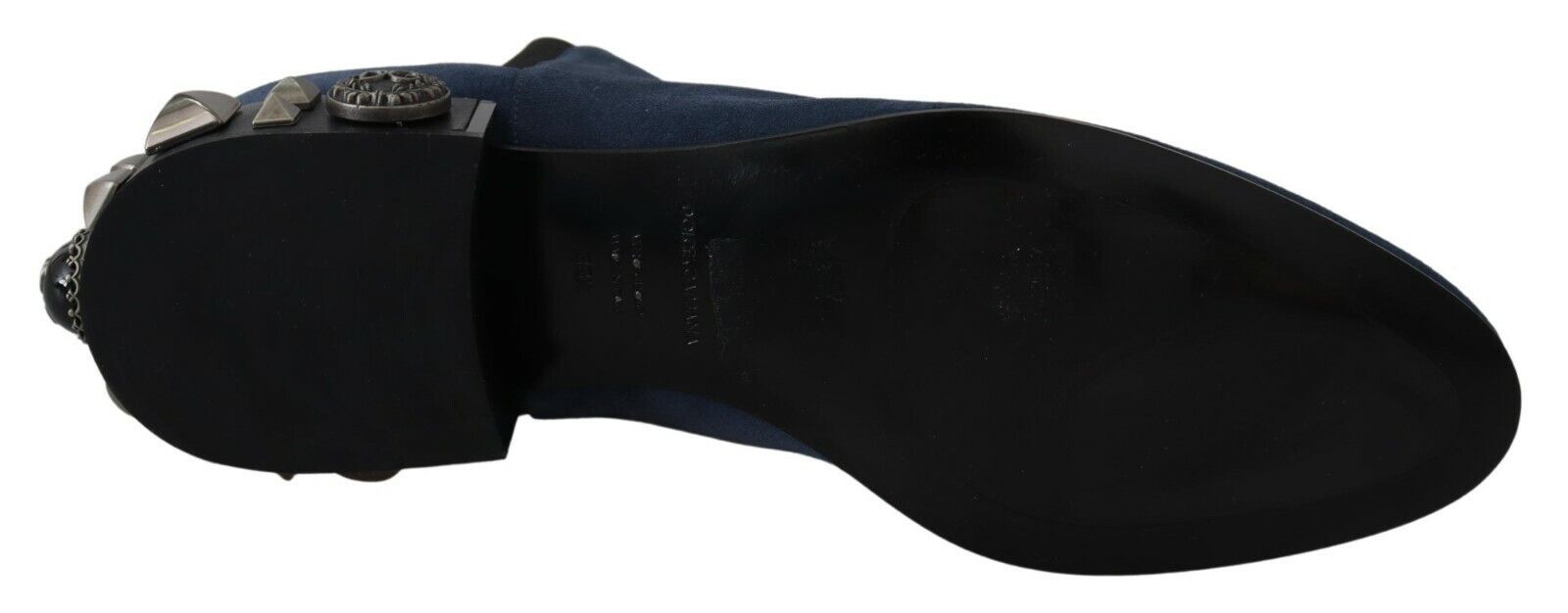 Dolce & Gabbana Blue Suede Embellished Studded Boots Women's Shoes