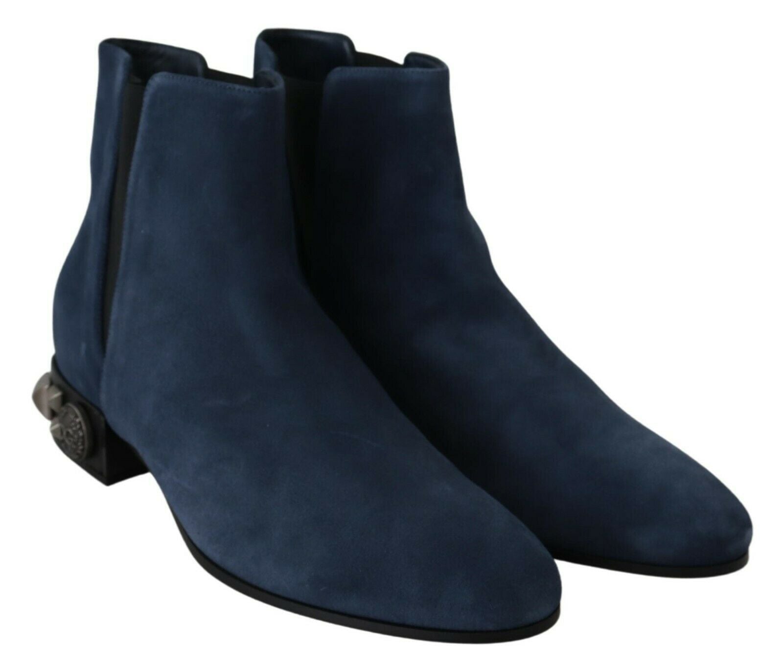 Dolce & Gabbana Blue Suede Embellished Studded Boots Women's Shoes