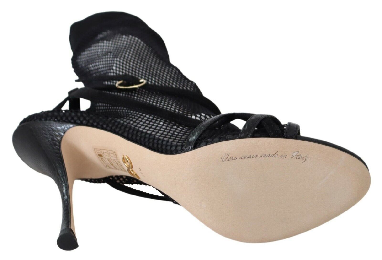 Dolce & Gabbana Black Suede Short Boots Sandals Women's Shoes