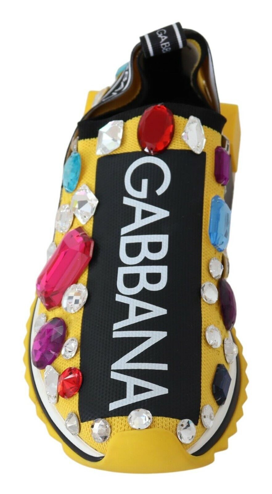 Dolce & Gabbana Yellow Multicolor Crystals Sneakers Women's Shoes