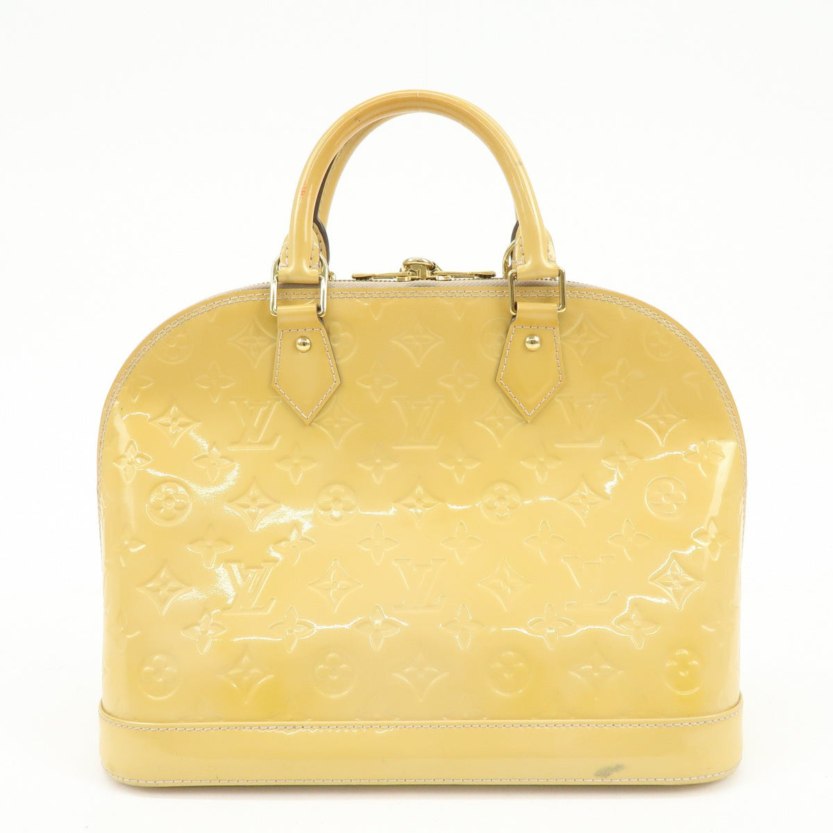 Louis Vuitton Alma Monogram Vernis Yellow Patent_Leather Handbag (Pre-Owned)