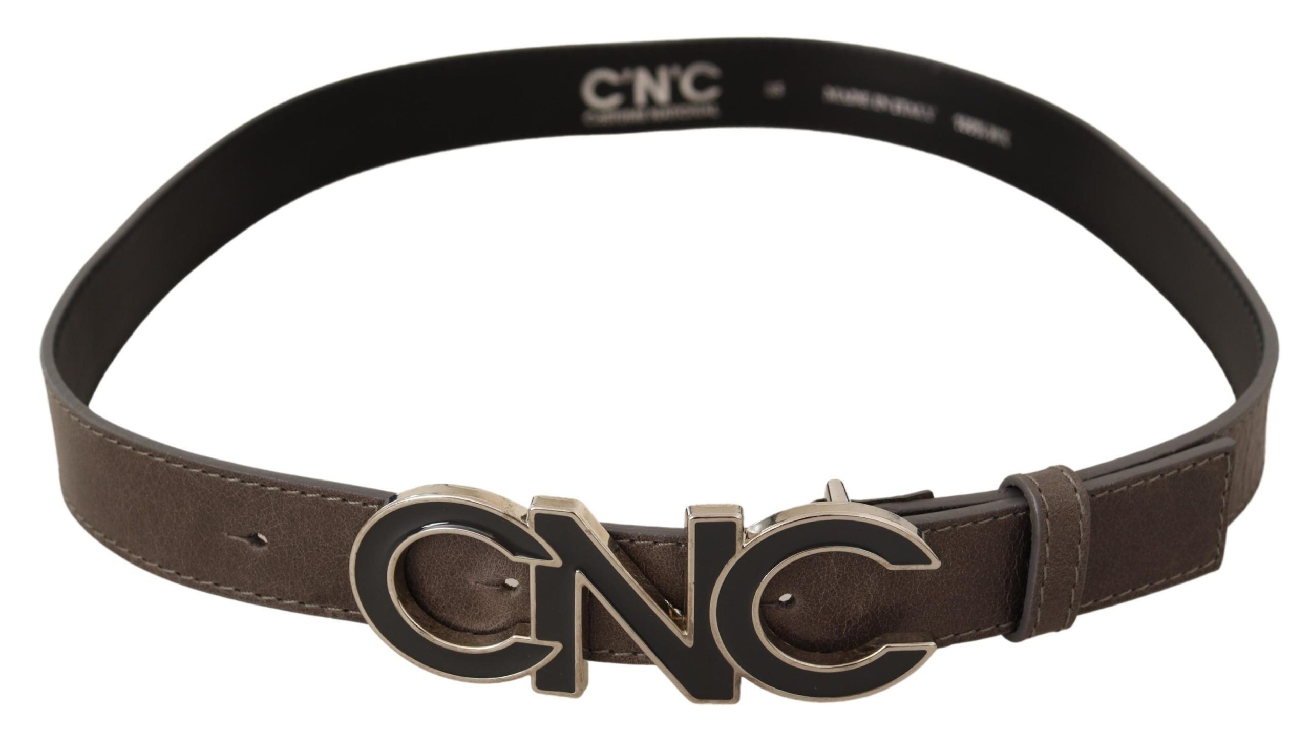 Costume National Brown Letter Logo Buckle Women's Belt