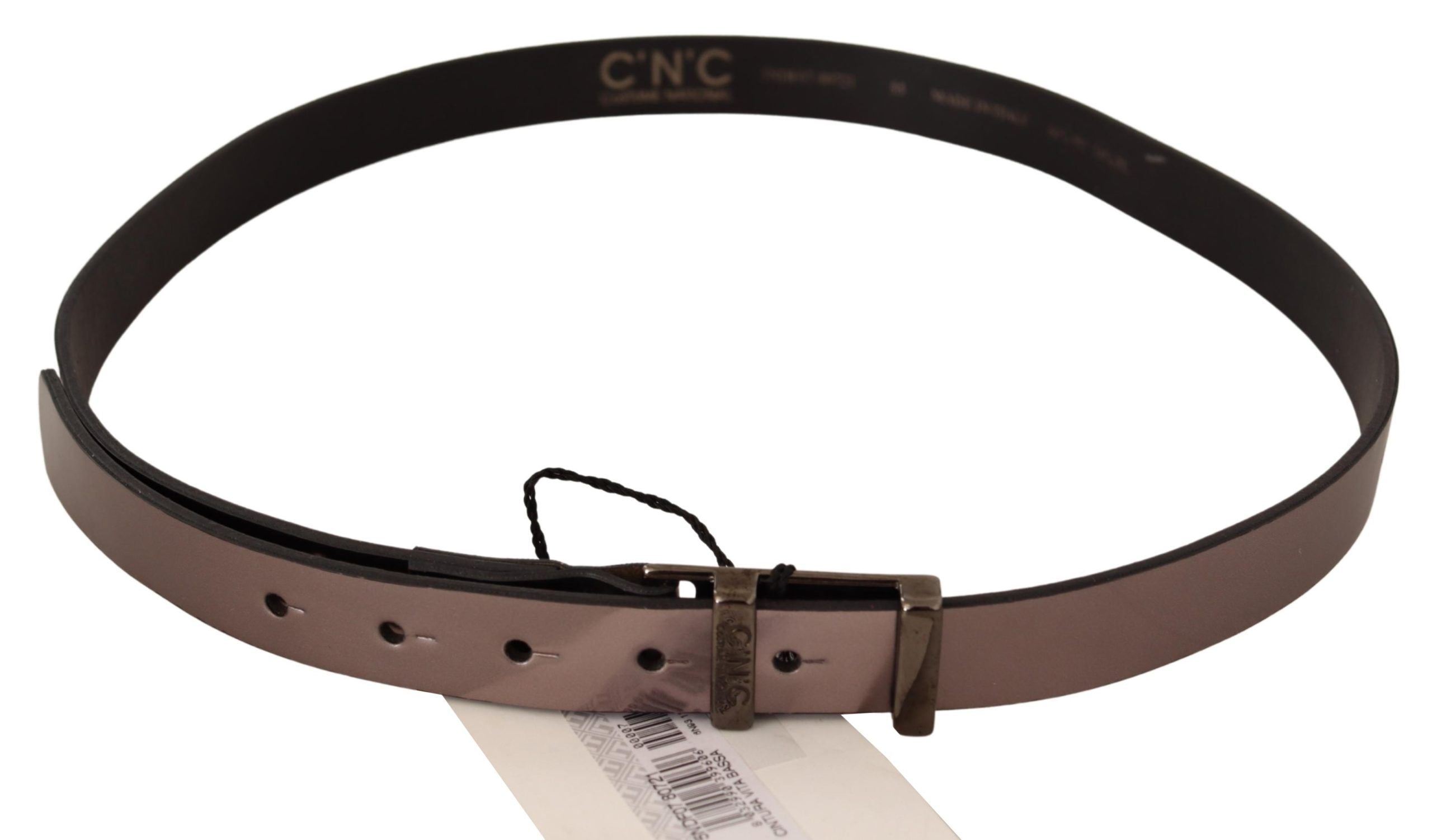 Costume National Chic Pink Metallic Leather Belt with Bronze Women's Buckle