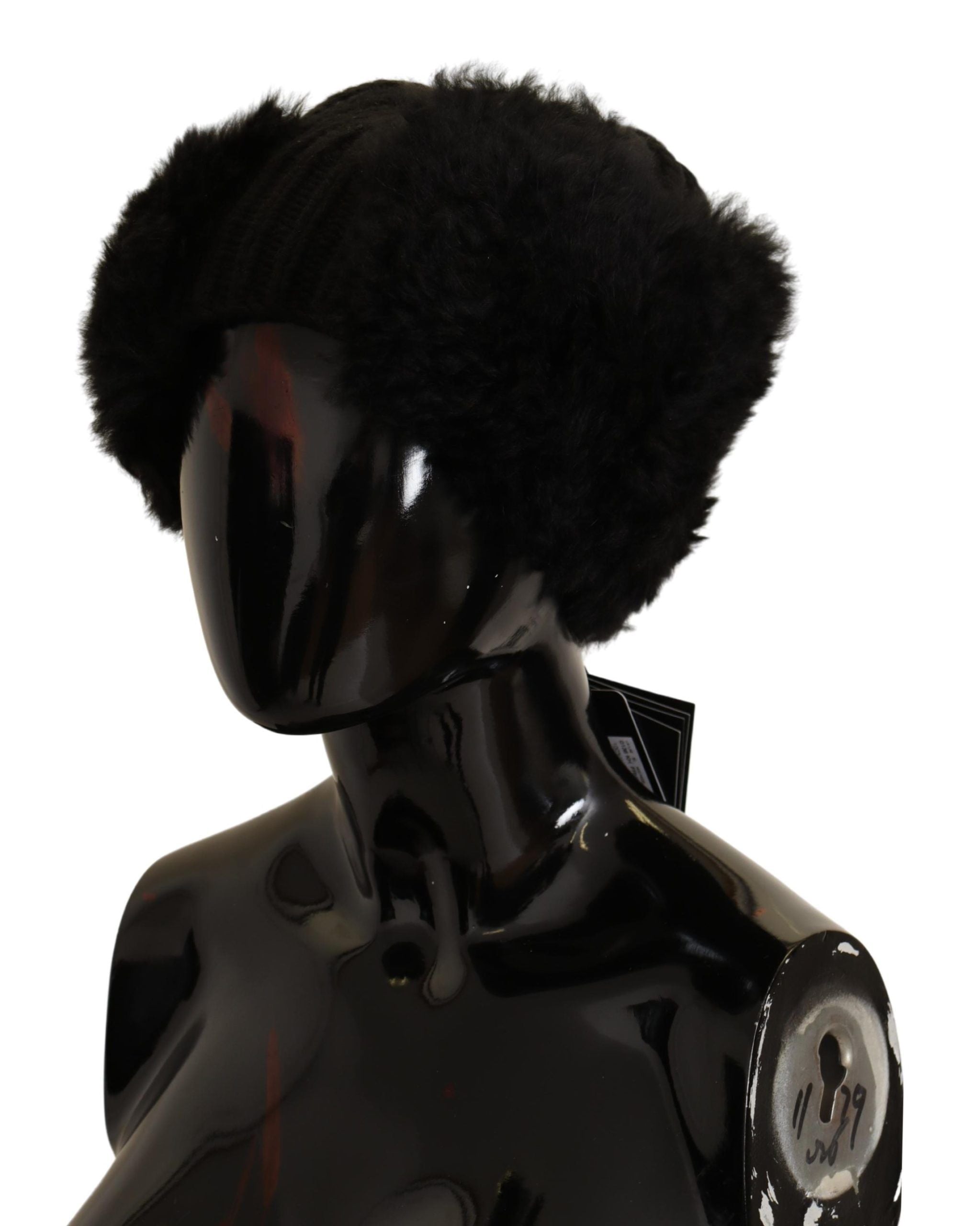 Dolce & Gabbana Elegant Black Cashmere Alpaca Fur Women's Beanie