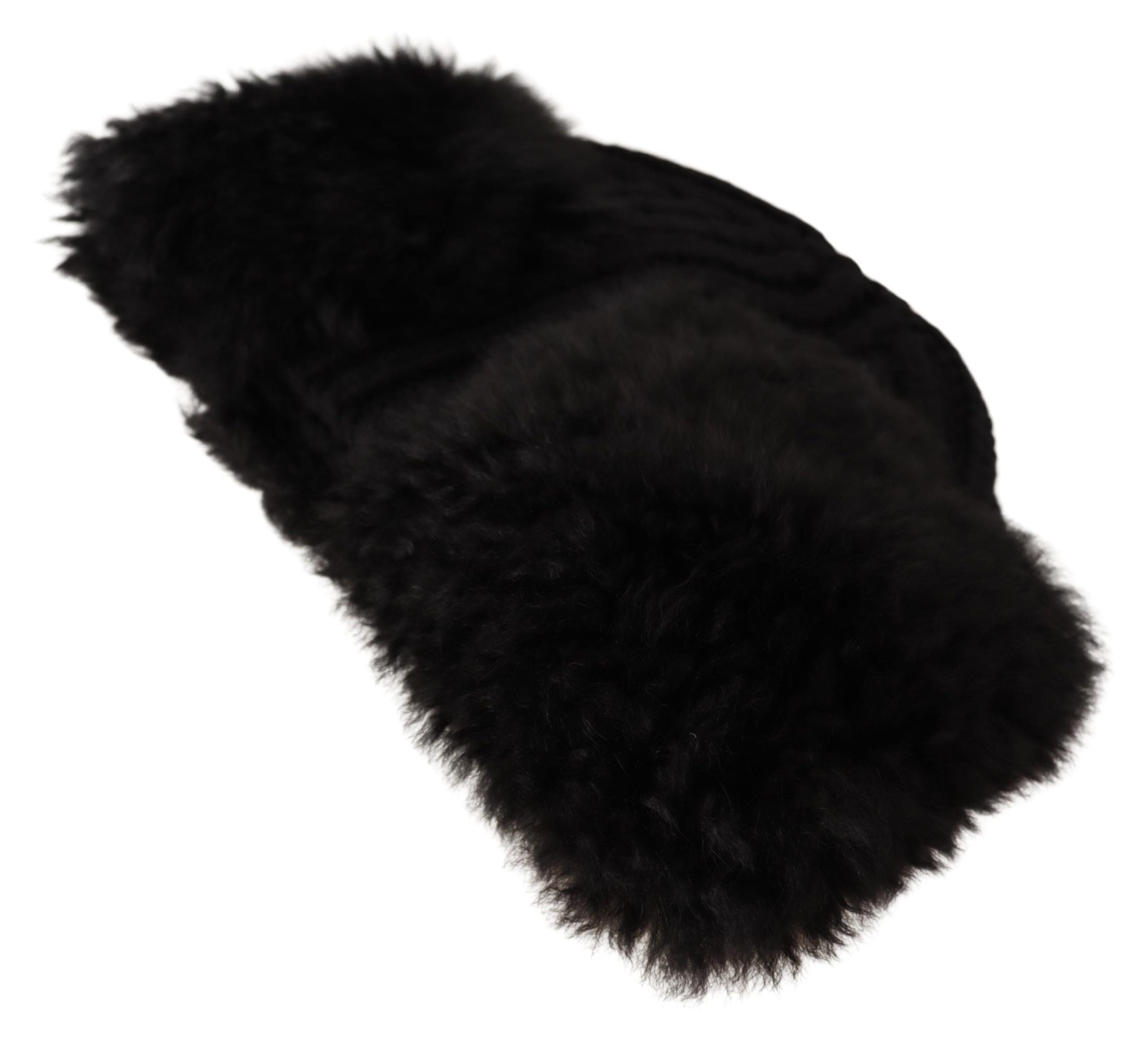 Dolce & Gabbana Elegant Black Cashmere Alpaca Fur Women's Beanie